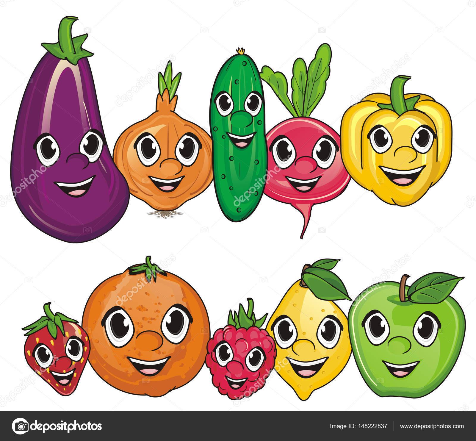 smiling faces of vegetables and fruits — Stock Photo © tatty77tatty ...