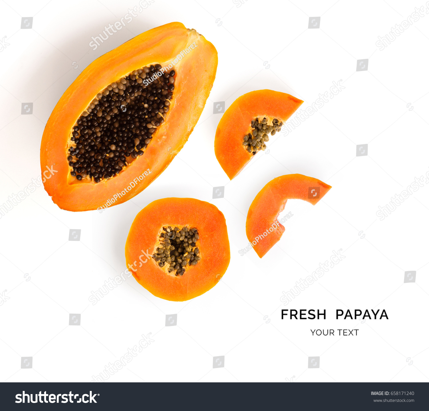 Creative Layout Made Papaya Fruit Flat Stock Photo 658171240 ...