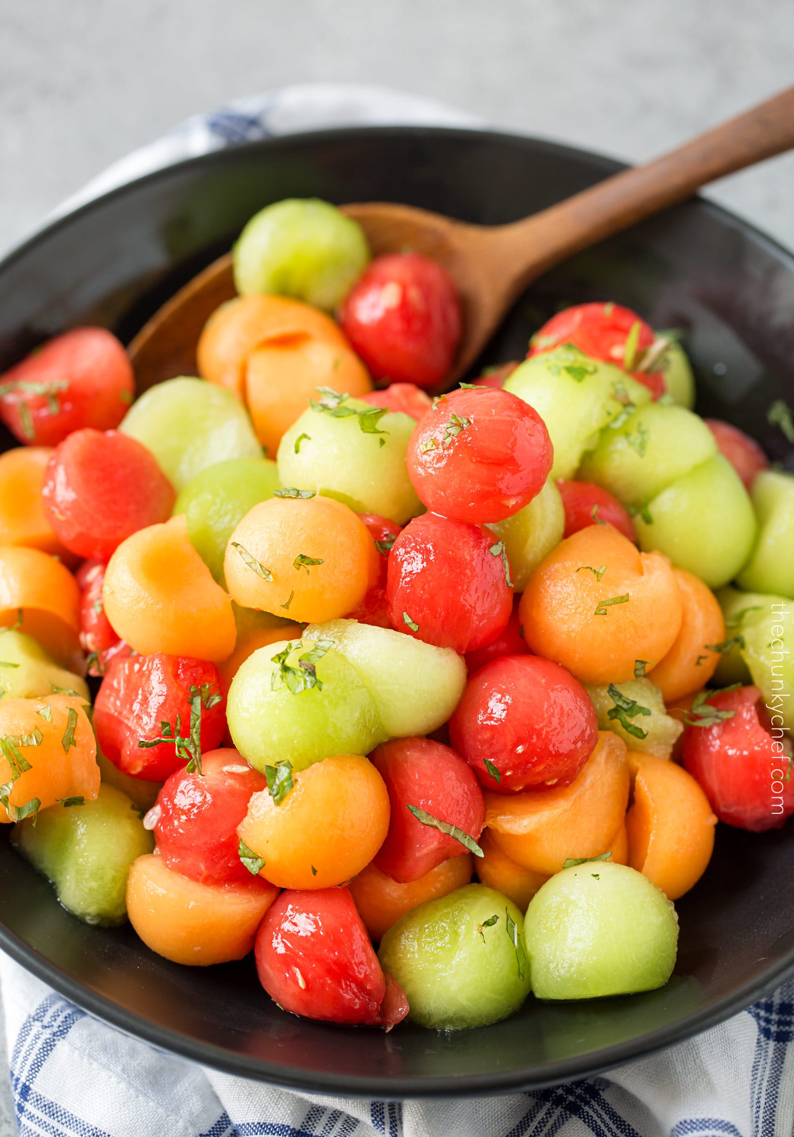 Summer Fruit Salad with Serrano Mint Syrup - The Chunky Chef