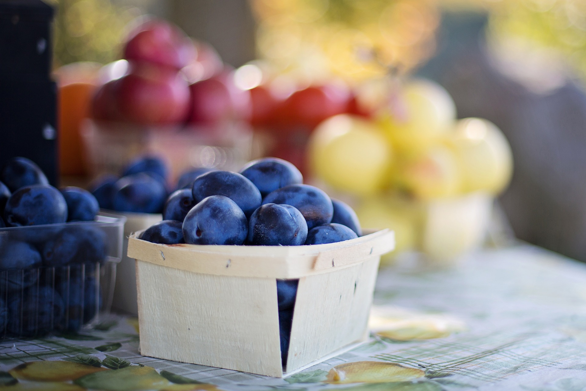 Fruit on the table - blueberries and grape photo