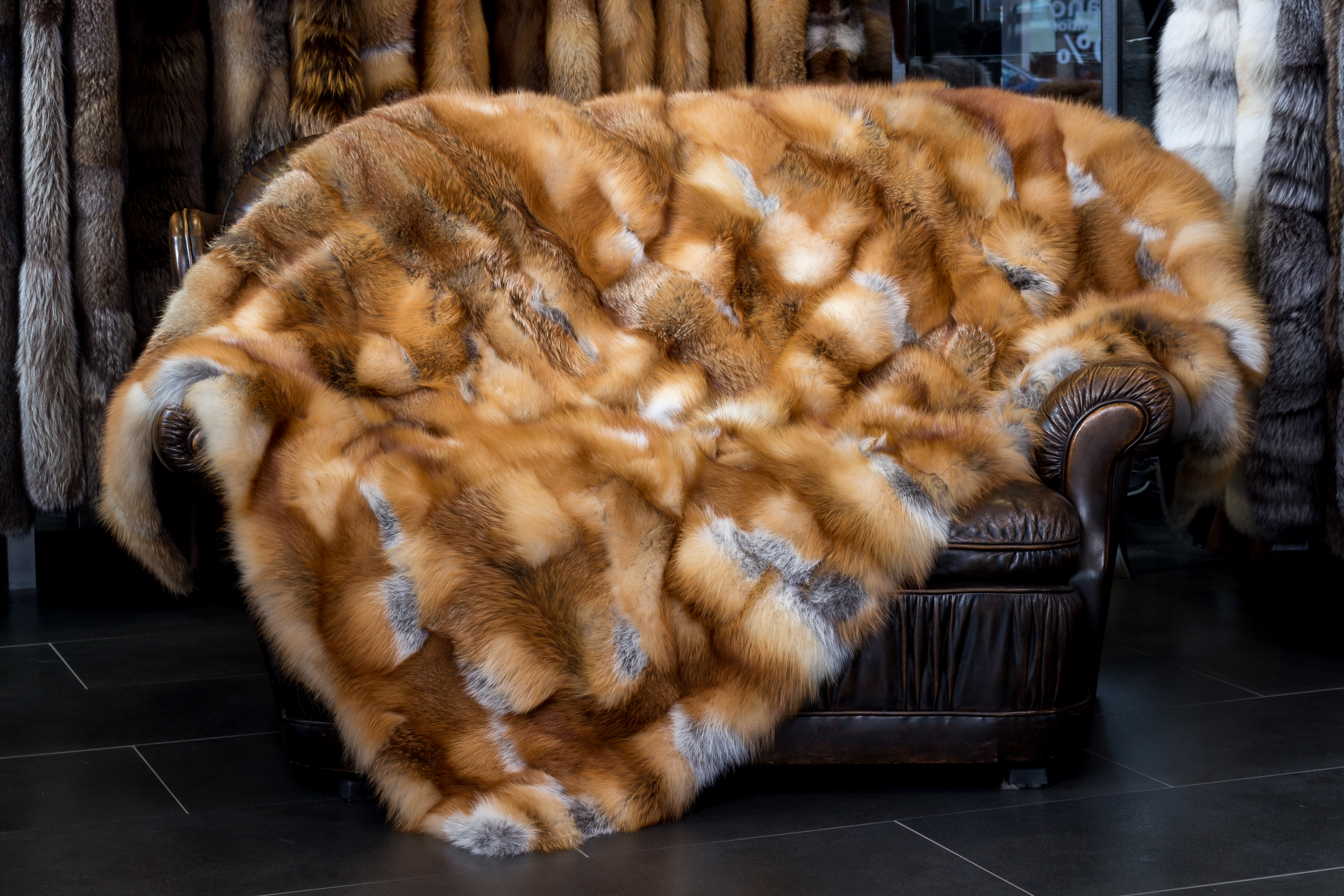 Red Fox Fur Blanket from European Red Foxes