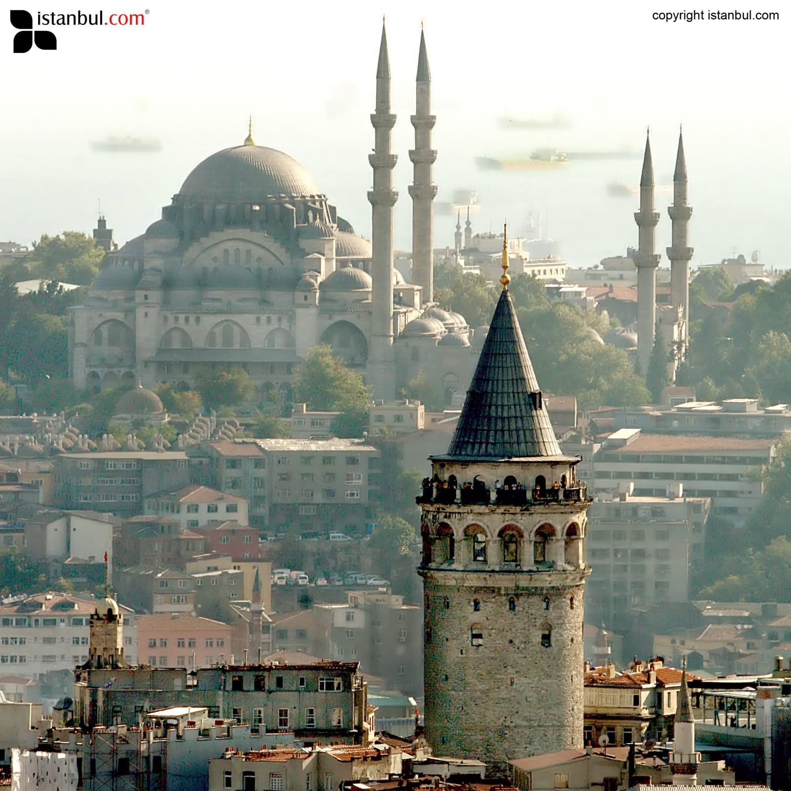 Adorable View Of The Galata Tower And Blue Mosque In Istanbul