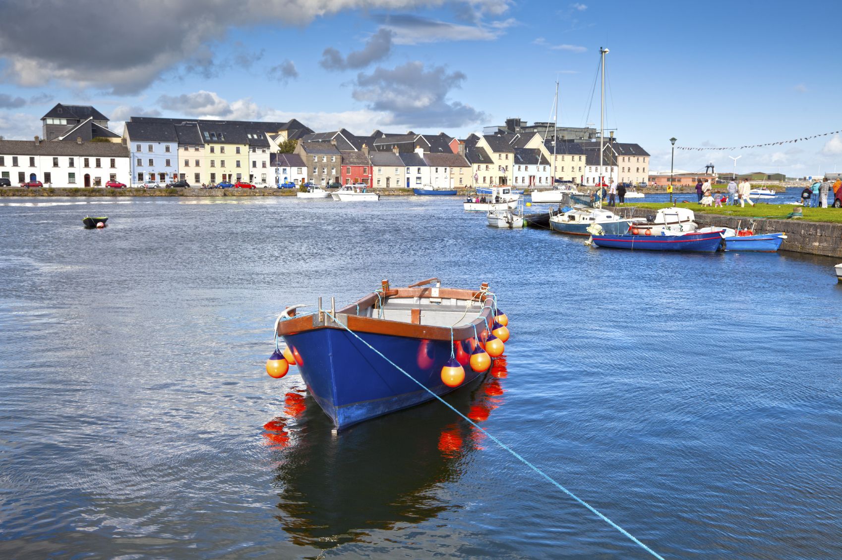 Towns In Galway Ireland | Boat in Galway Bay in front of old Galway ...