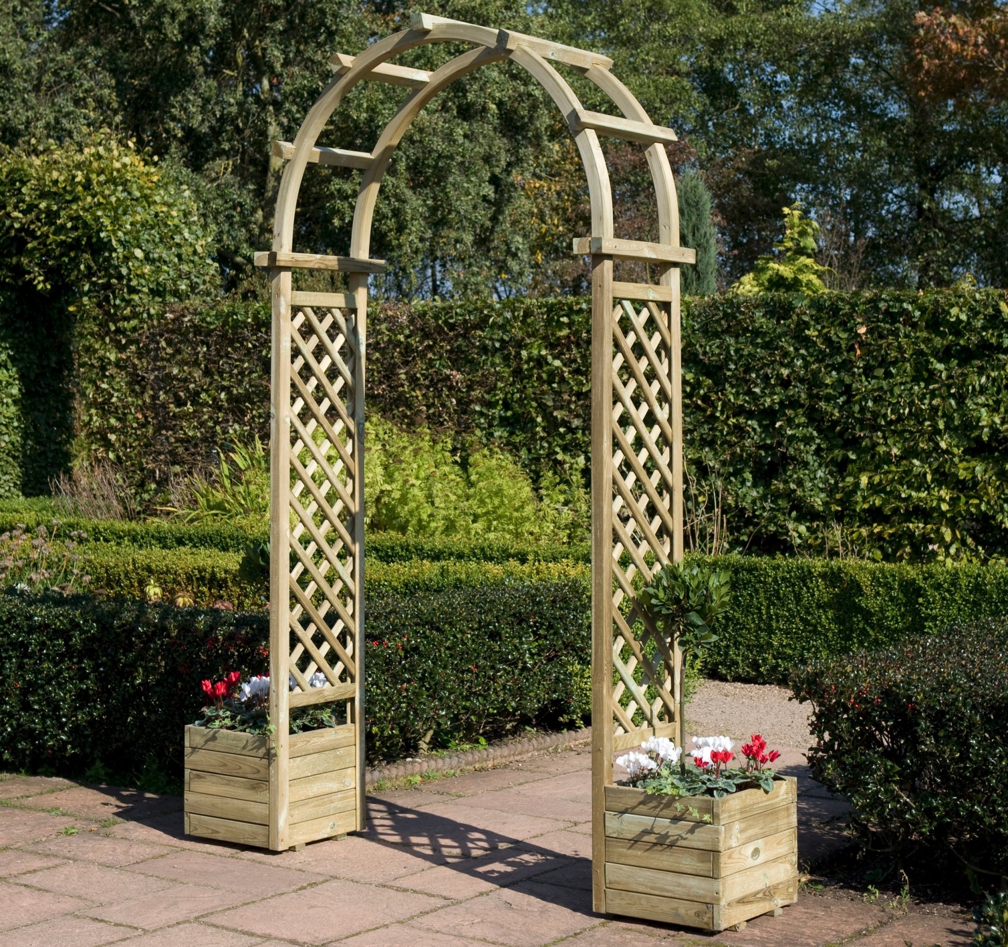 Rowlinson Freestanding Curved Garden Arch with Planters - GardenSite ...