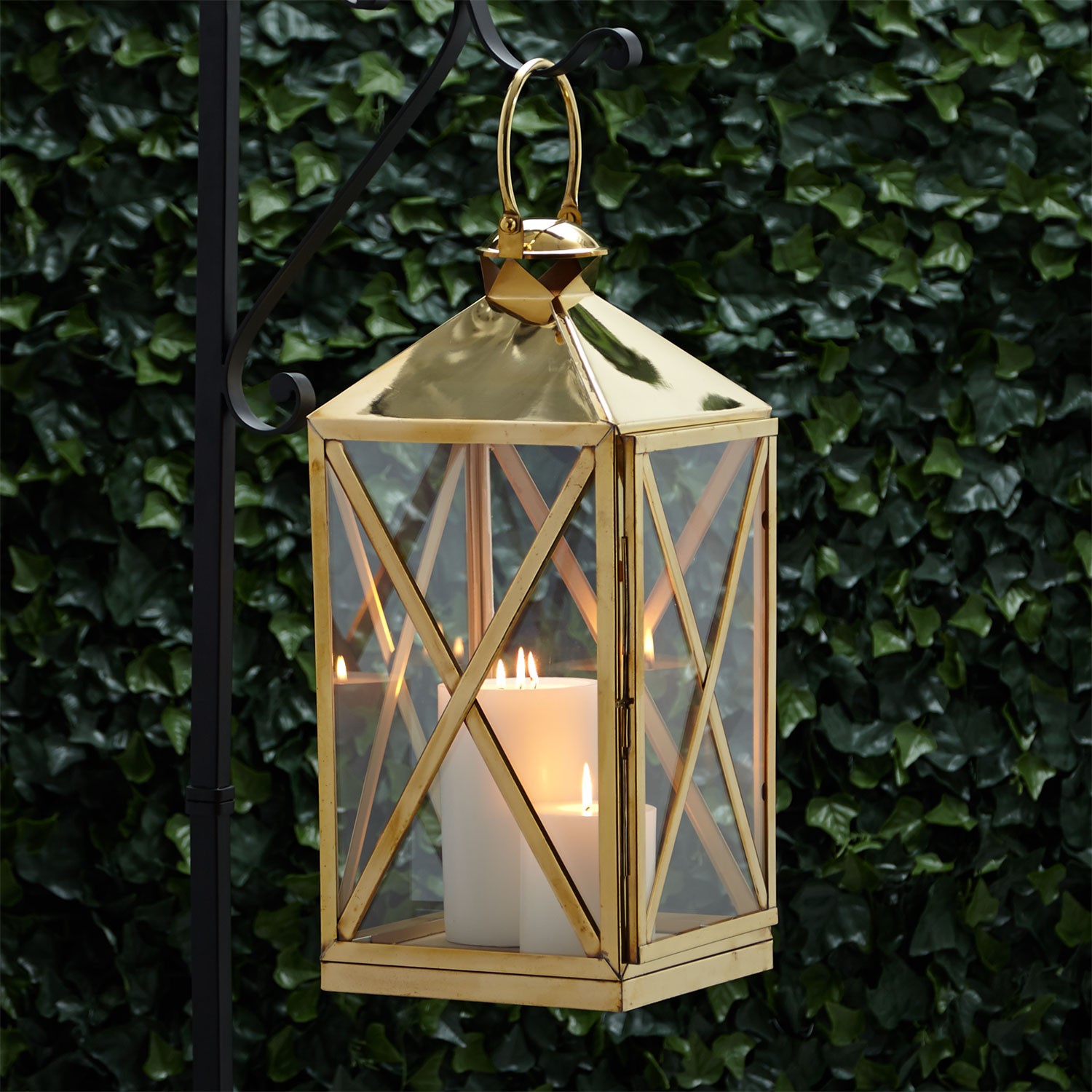 Carriageway Brass Candle Lantern - Outdoor