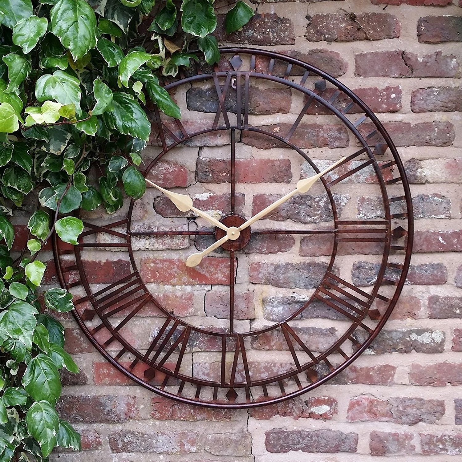 Large Outdoor Garden Wall Clock Giant Open Face Big Roman Numerals ...