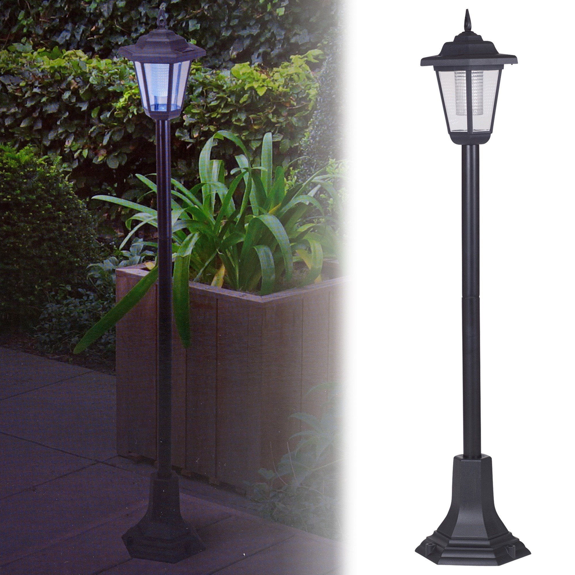 Solar Powered Garden Lights Lantern Lamp Black Led Pathway Driveway ...
