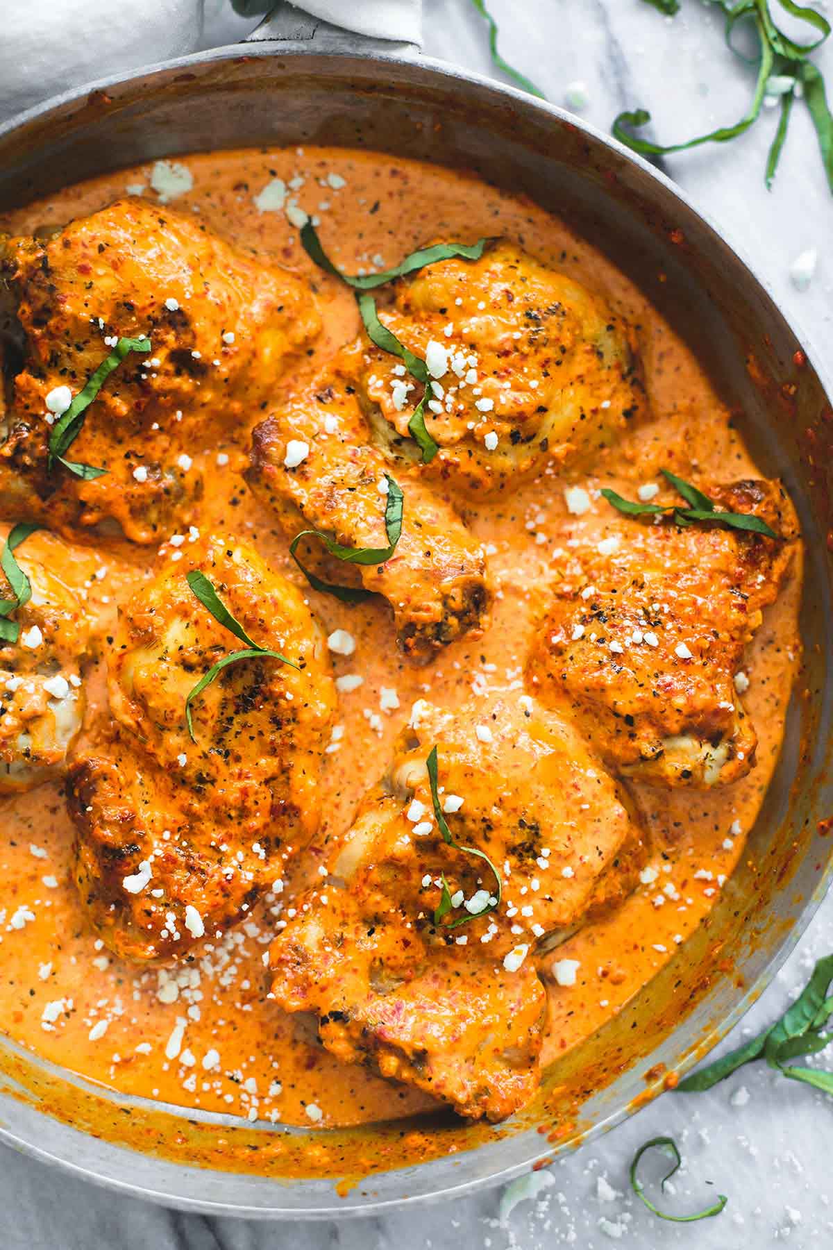 One Pan Mediterranean Chicken with Roasted Red Pepper Sauce | Creme ...