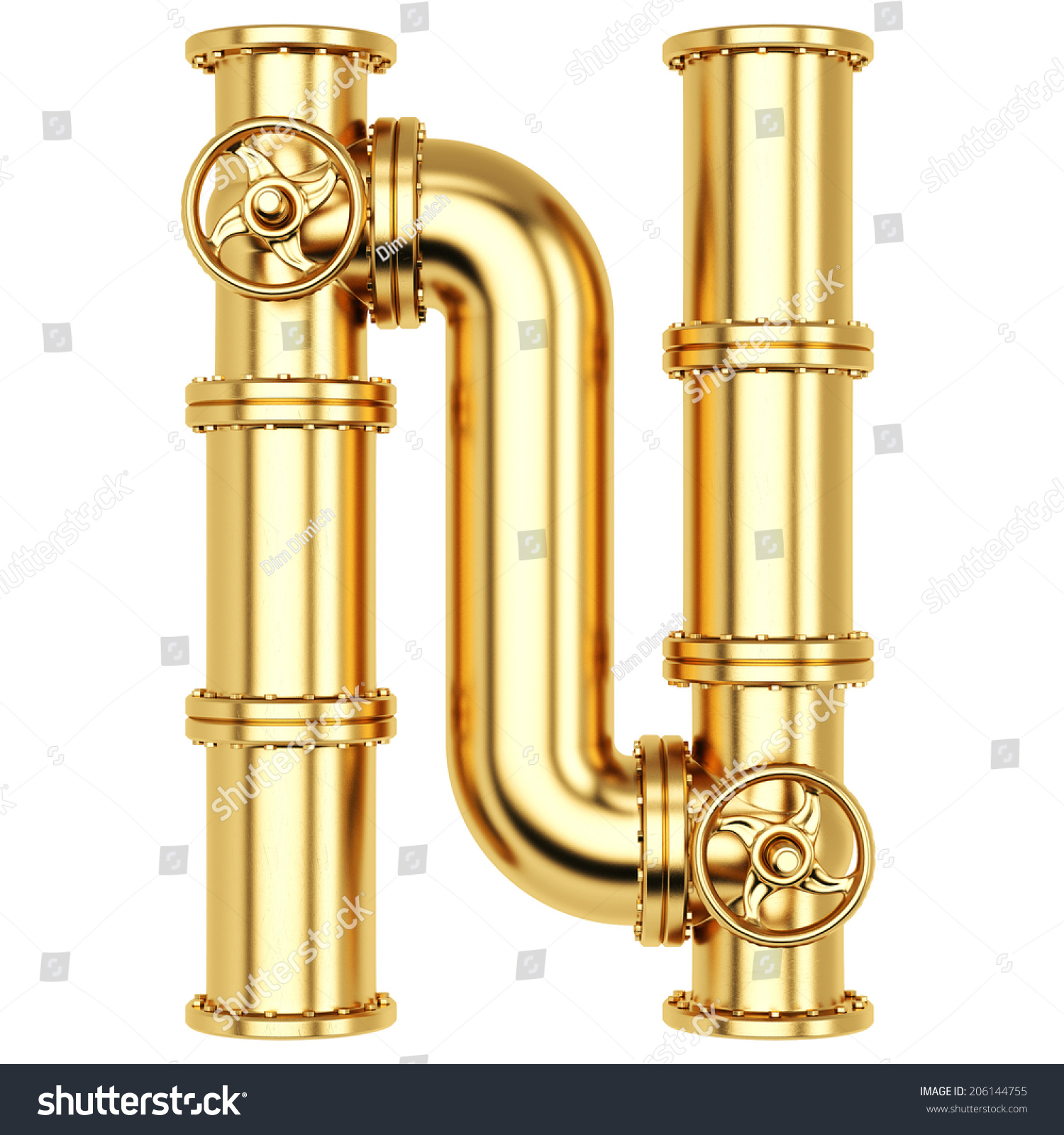 Alphabet Golden Gas Pipes Isolated On Stock Illustration 206144755 ...