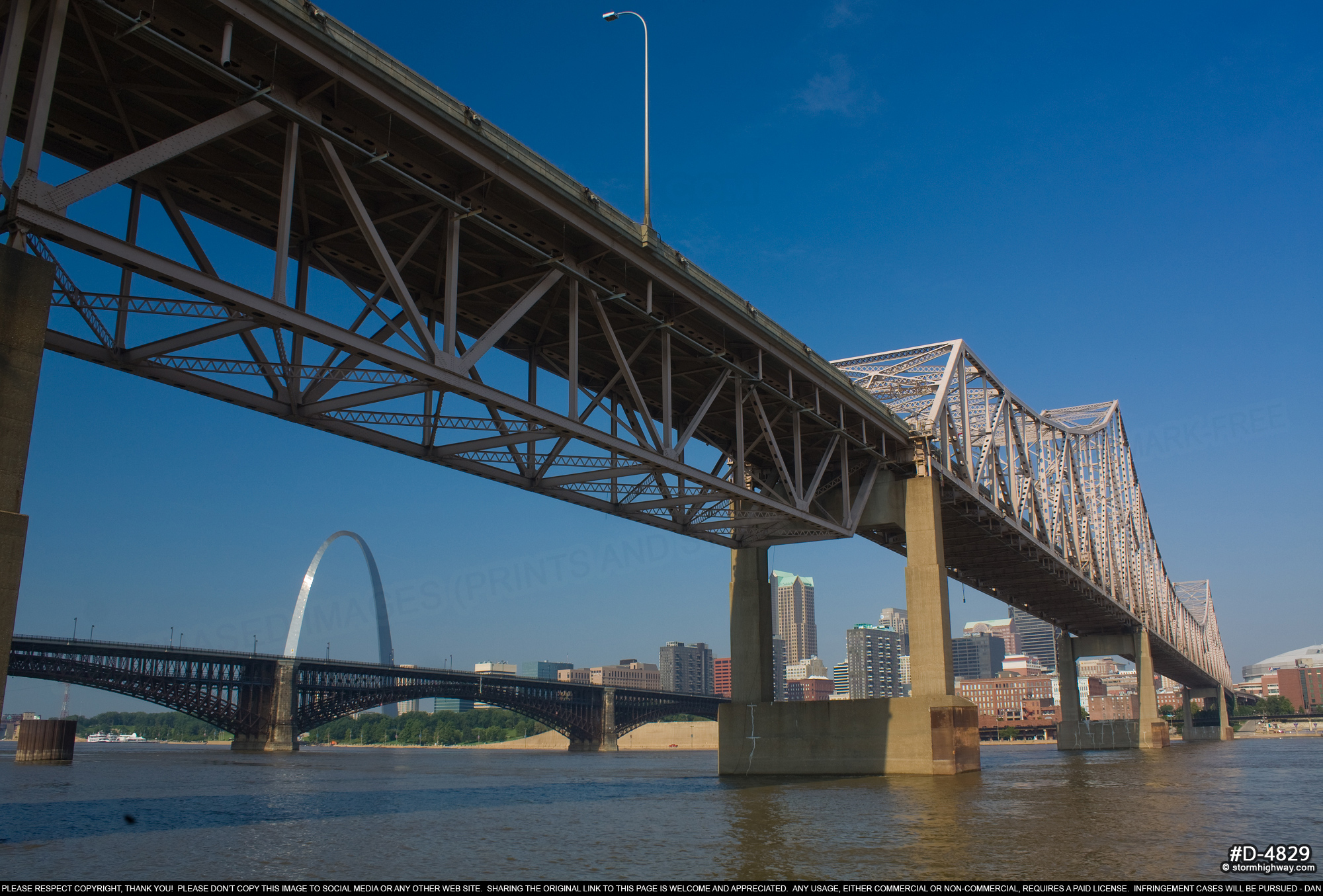Gateway Arch with the Eads Bridge and MLK Bridge in St. Louis :: St ...
