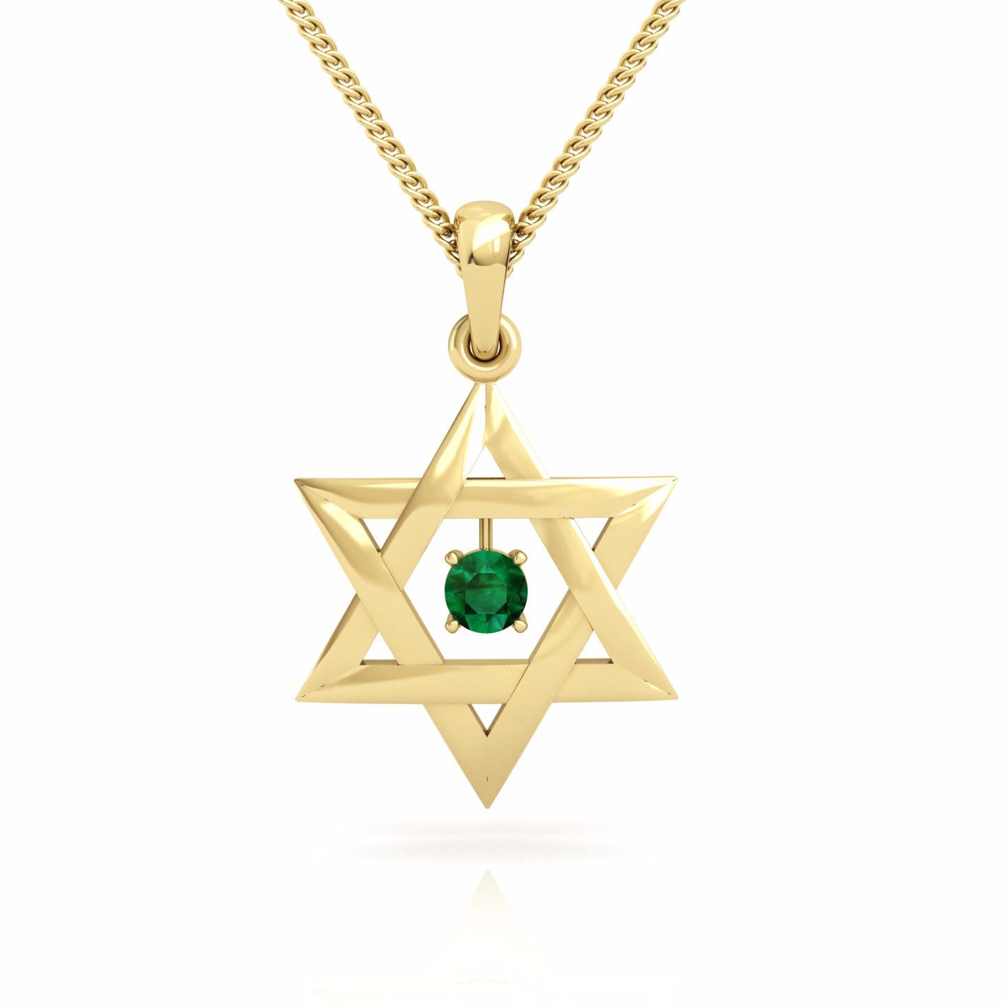Interwoven Star of David with a Round Gem Gold Pendant - Star of D