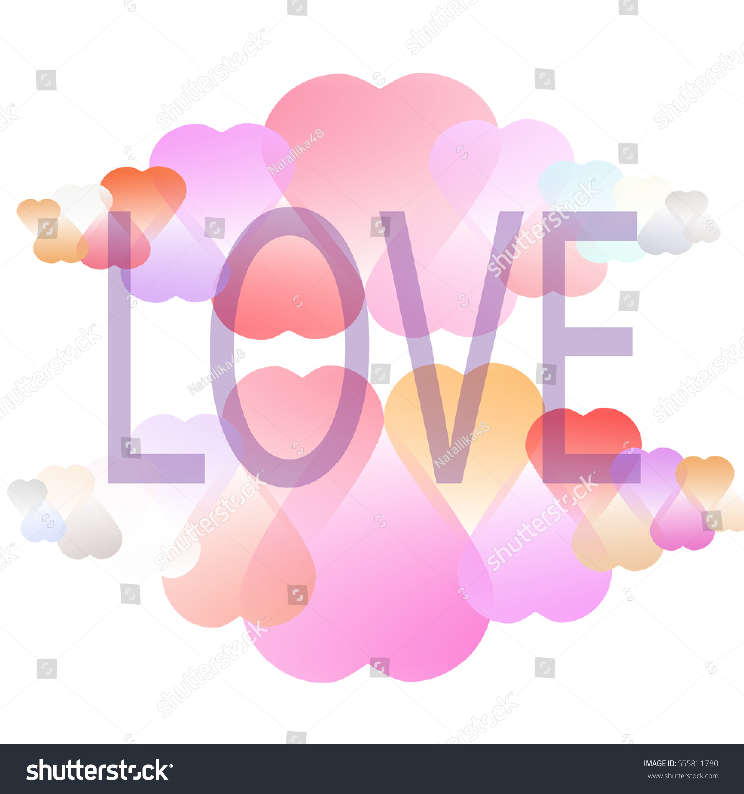 Gentle Cloud Background Hearts Valentines Day Stock Vector HD ...