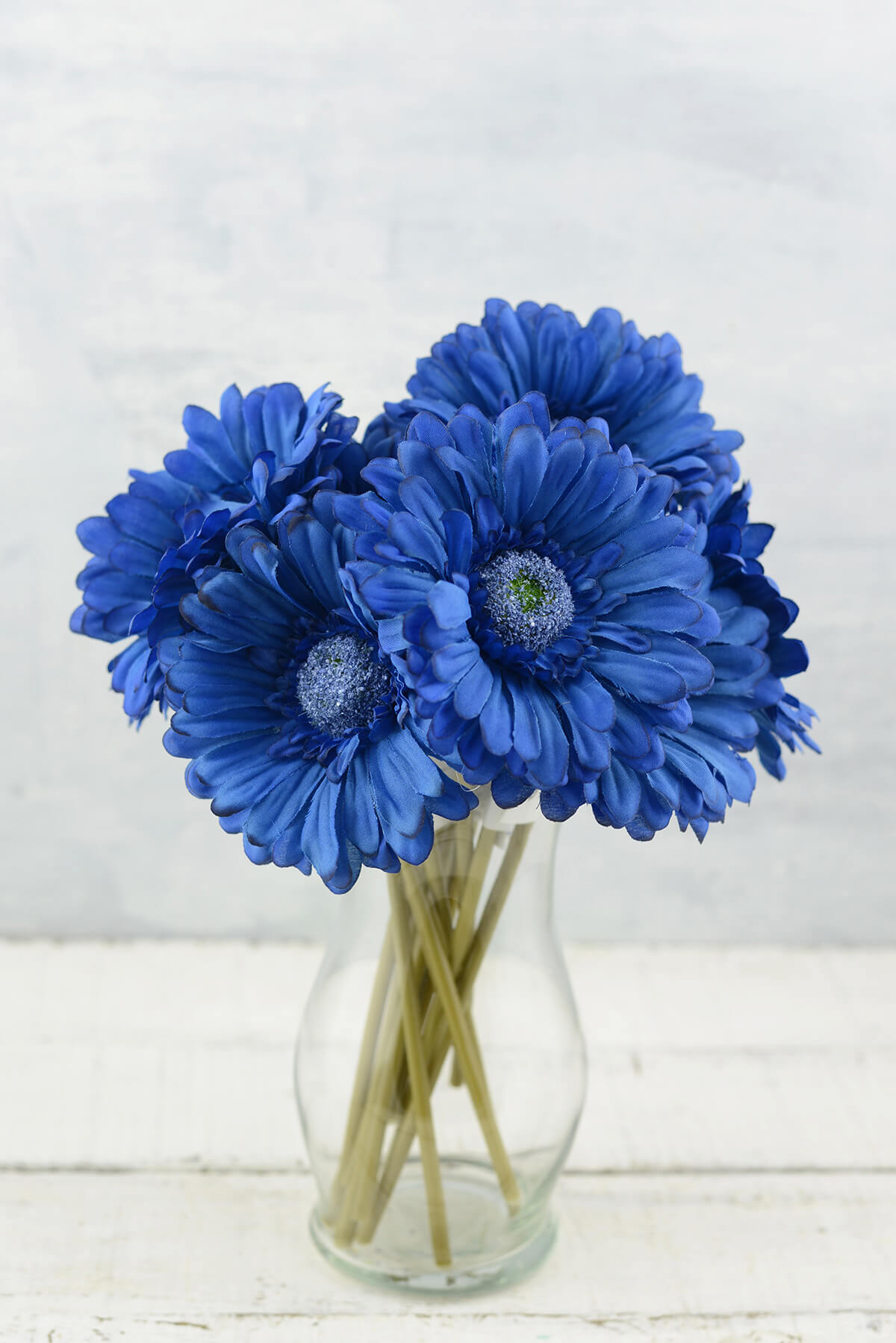24 Blue Silk Gerbera Daisy Flowers