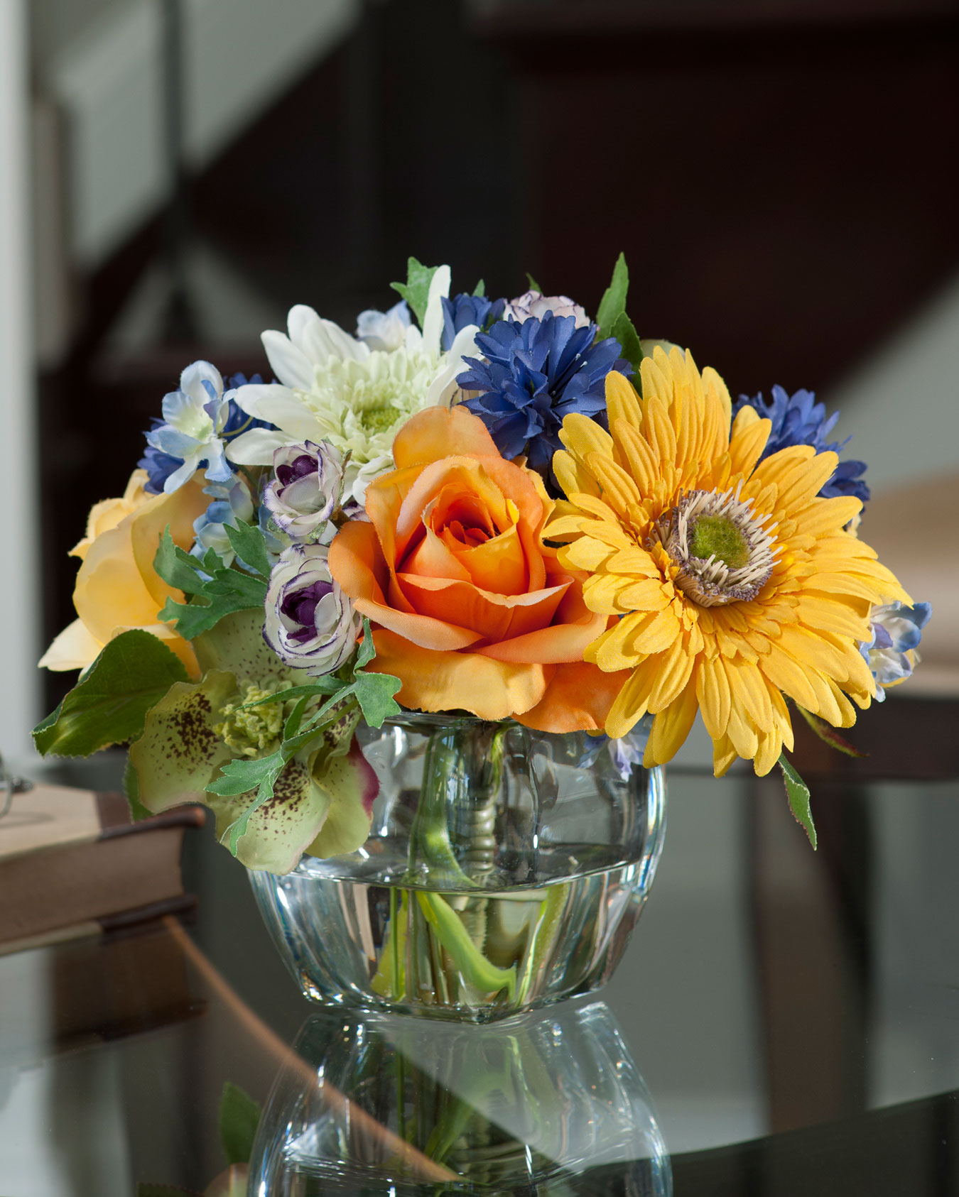 Decorate Your Tabletop with Gerbera, Rose & Cornflower Silk Flower ...