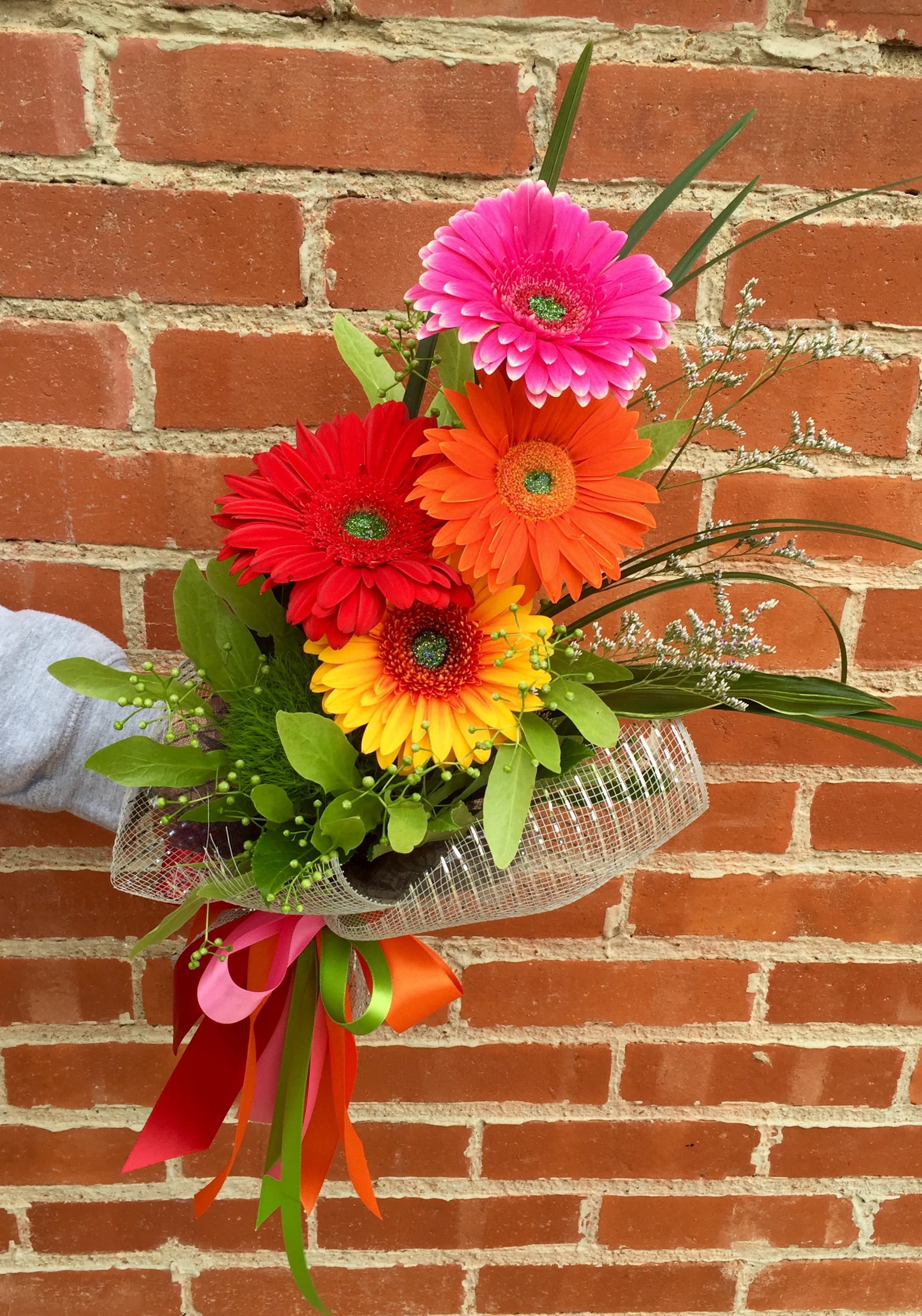 Gerberas wrapped for presentation bouquet in Pratt, KS | The Flower ...