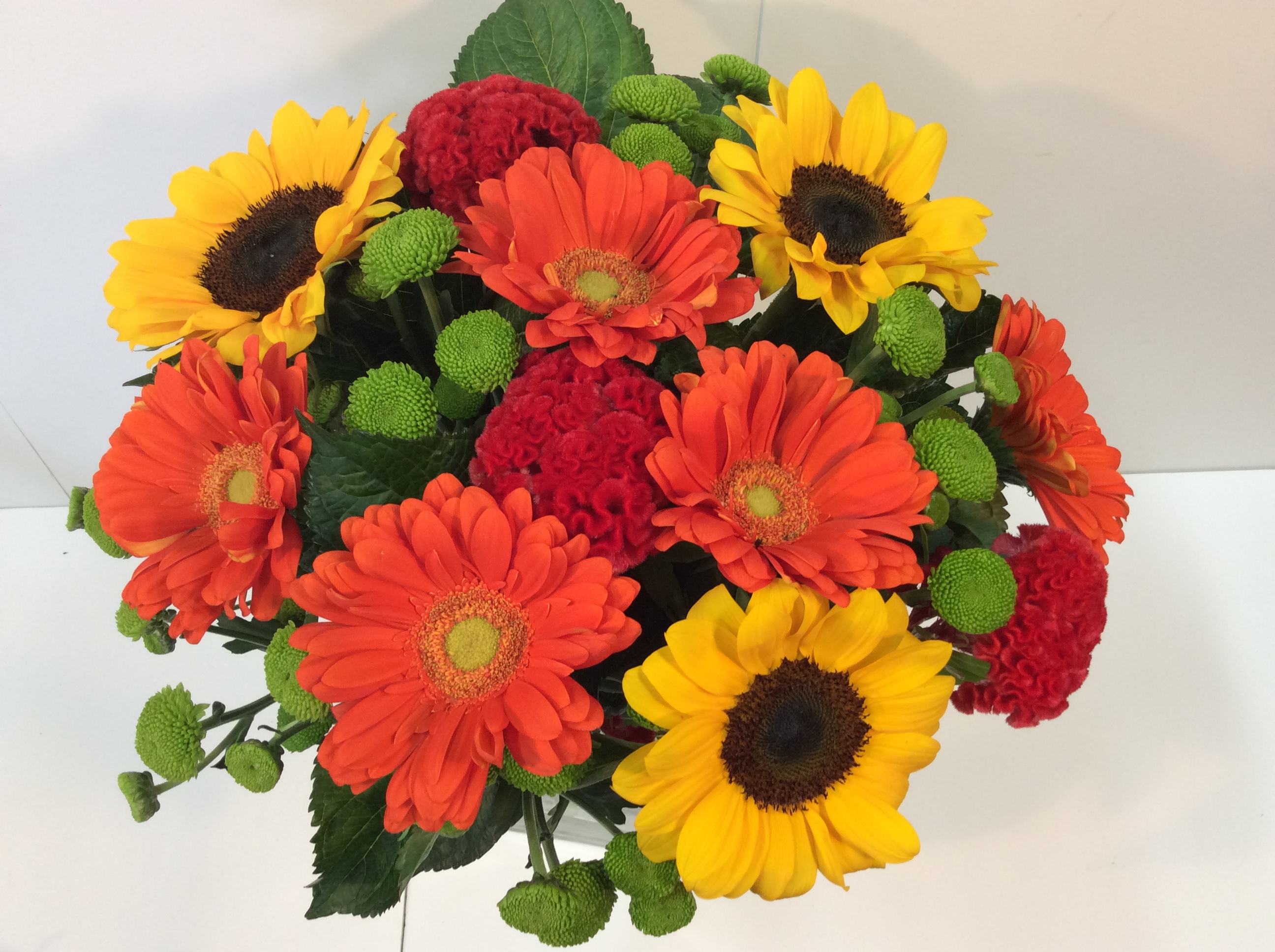 Orange, Yellow and Green. Bright bouquet | Flower Wholesalers Takapuna