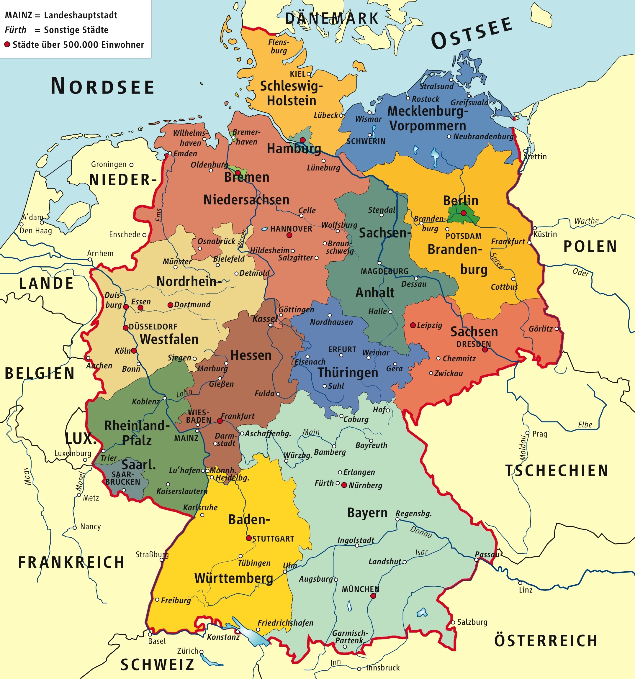Germany political map ﻿
