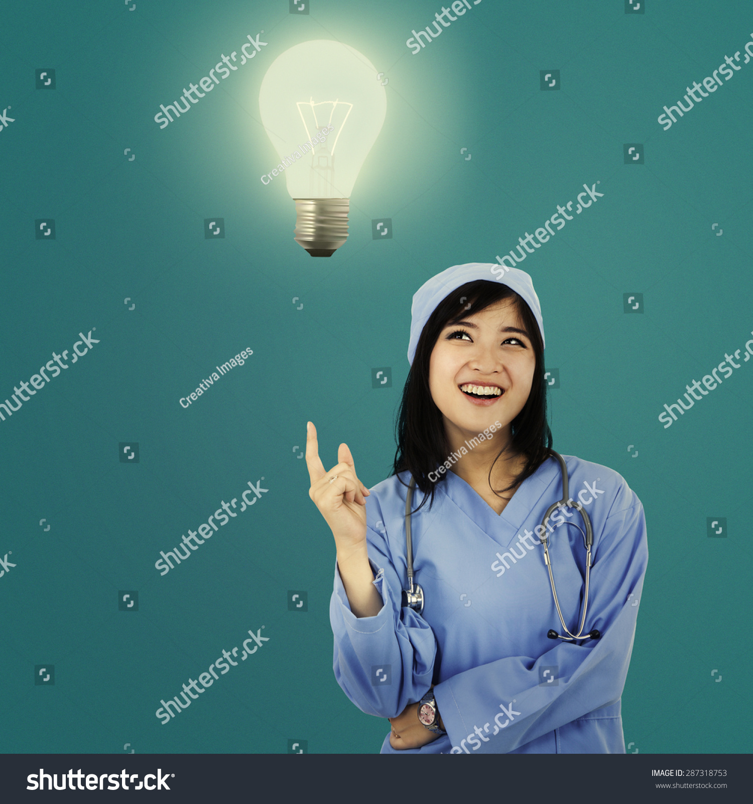 Female Surgeon Getting Idea Pointing Bright Stock Photo 287318753 ...