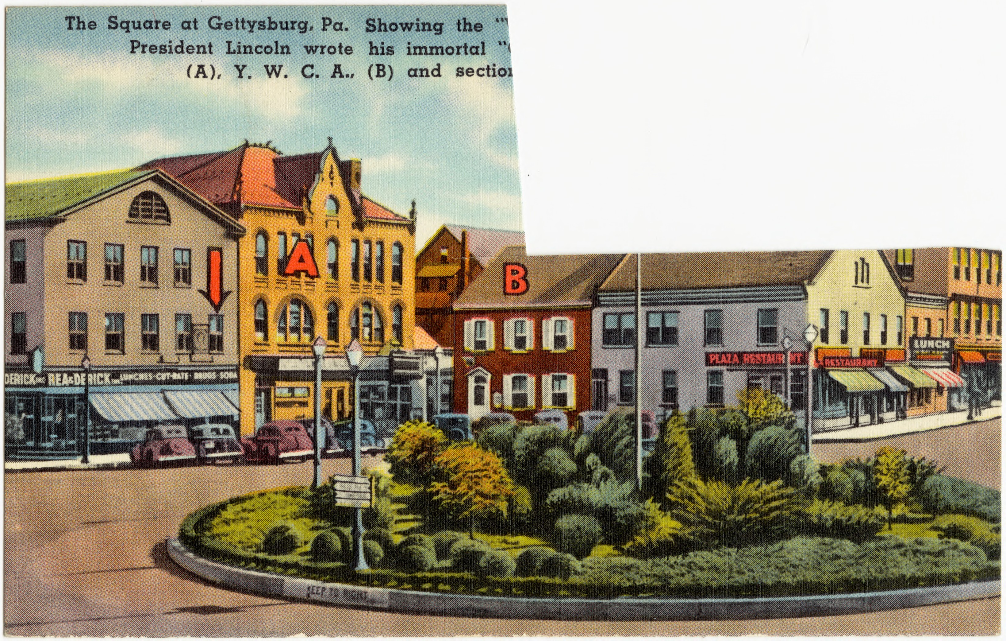 File:The square at Gettysburg, Pa. Showing the Wills House, arrow ...