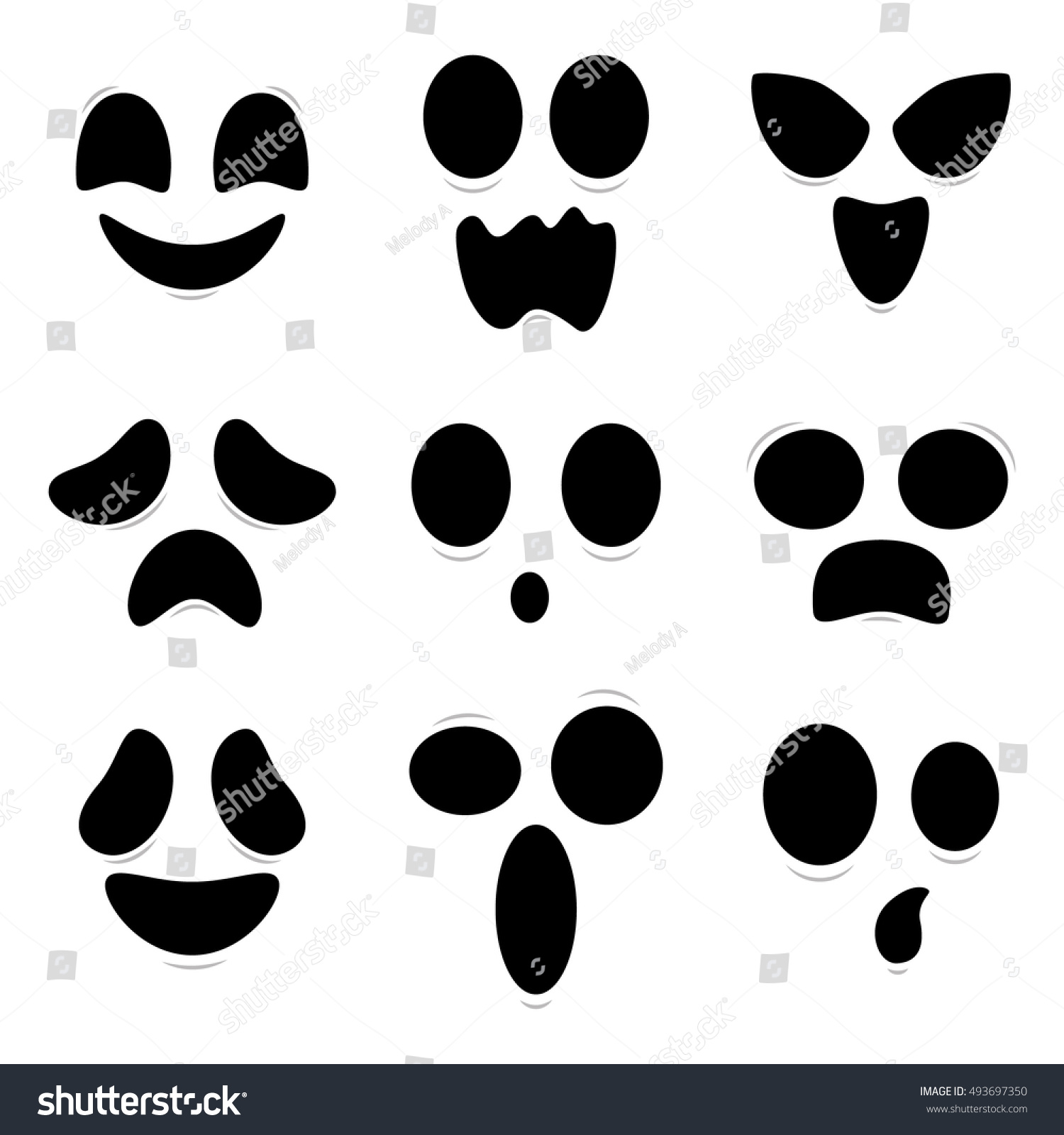 Silhouette Ghost Faces Stock Vector 493697350 - Shutterstock