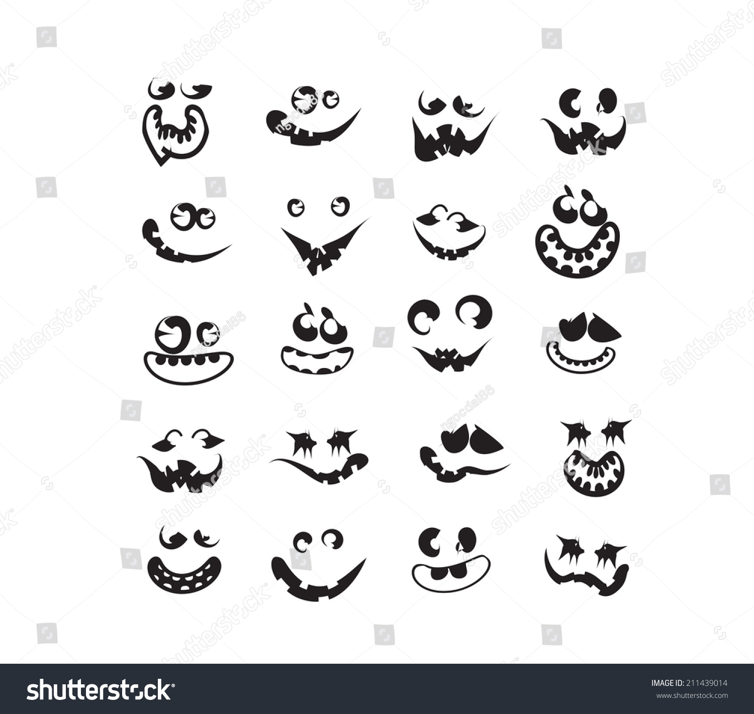 Ghost Faces Pumpkin Faces Stock Vector 211439014 - Shutterstock