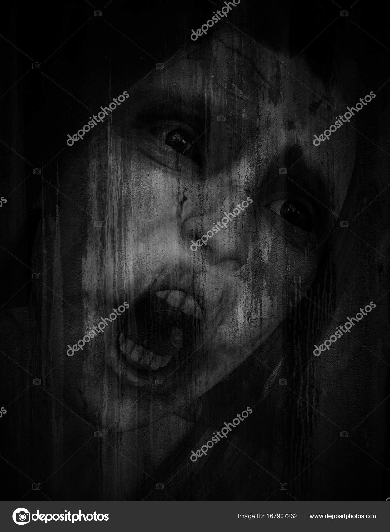 3d illustration of scary ghost woman in grunge background — Stock ...
