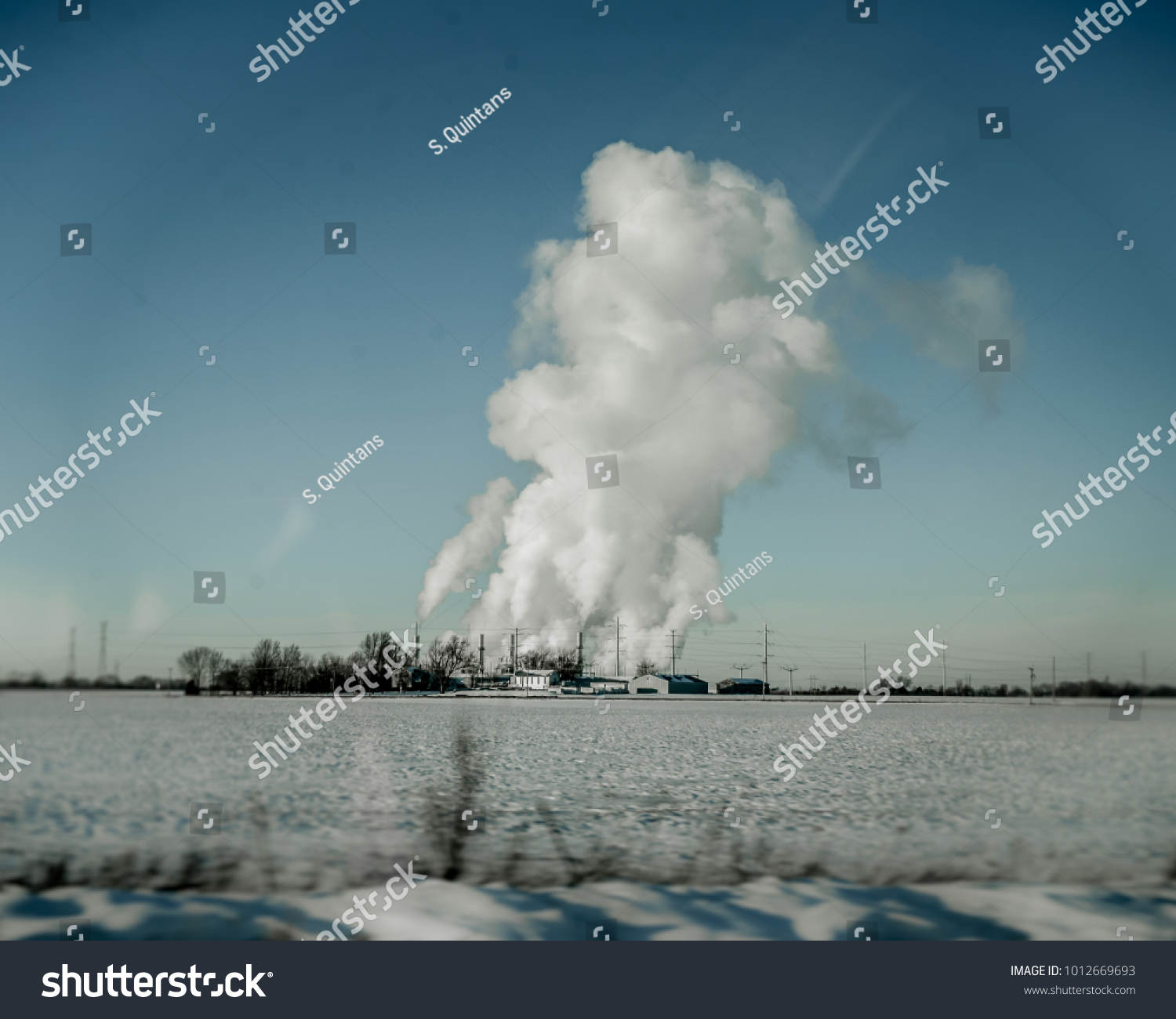 Smoke Stacks Emitting Giant Cloud Fumes Stock Photo (Royalty Free ...