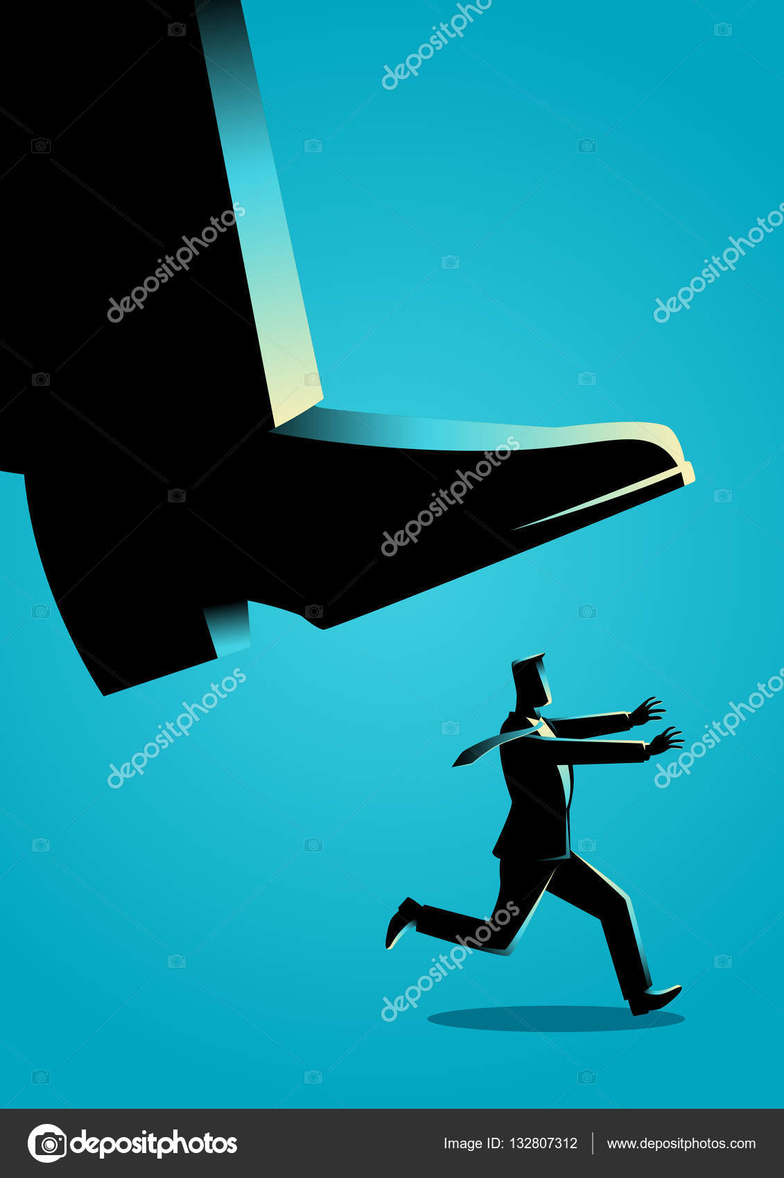 Businessman runs from giant foot — Stock Vector © rudall30 #132807312