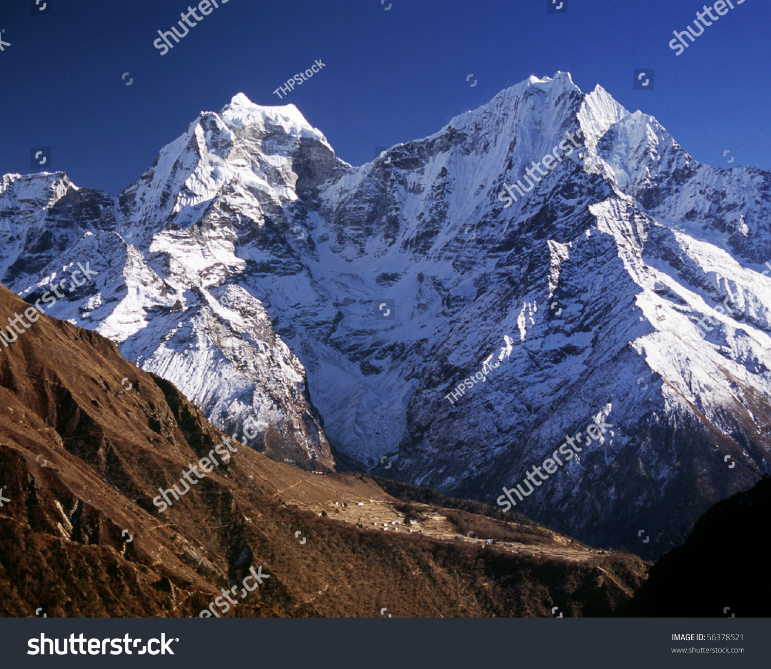 Giant Mountains Himalaya Dwarf Tiny Village Stock Photo (Royalty ...