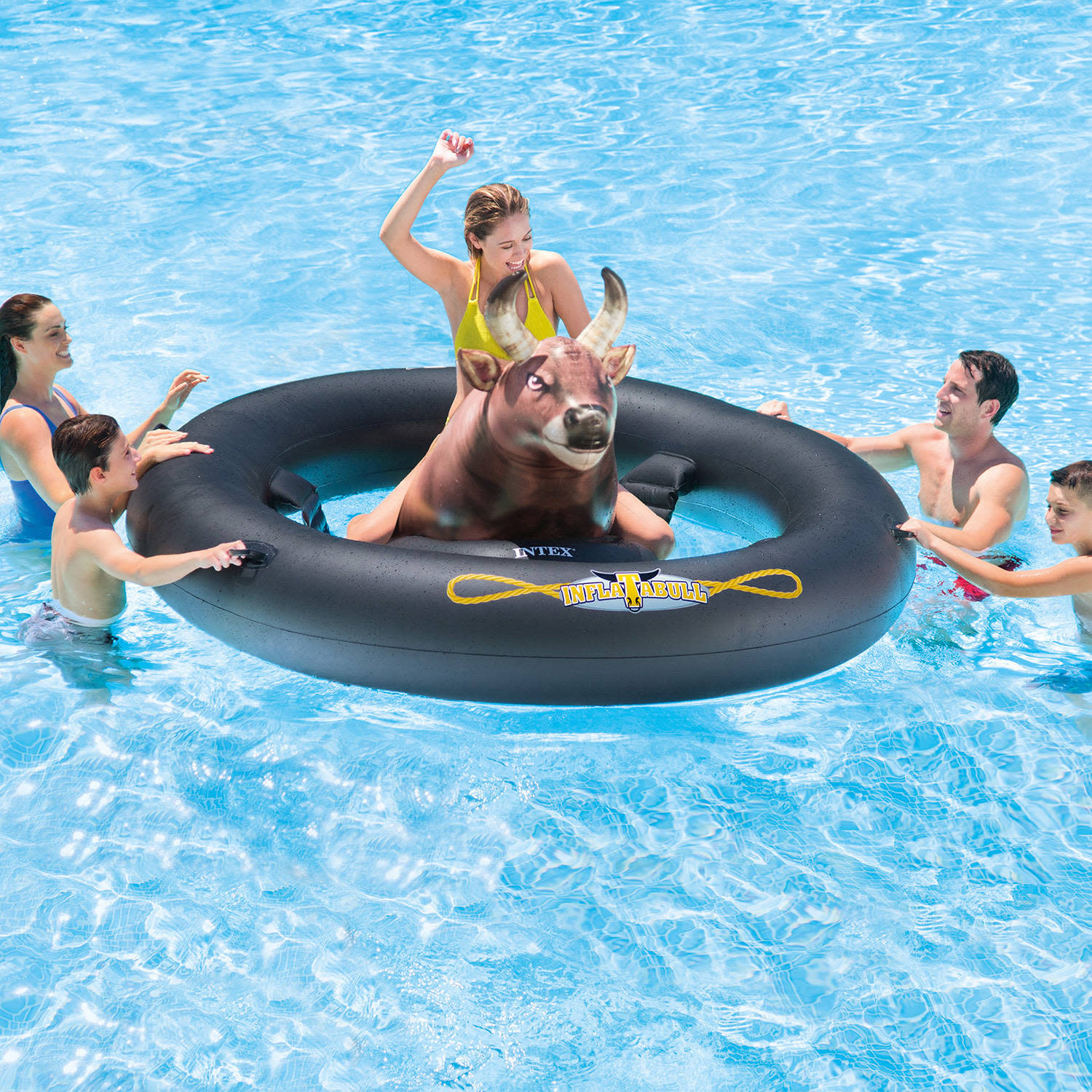 INTEX Giant Inflatabull Fun Bull-Riding Inflatable Swimming Pool ...