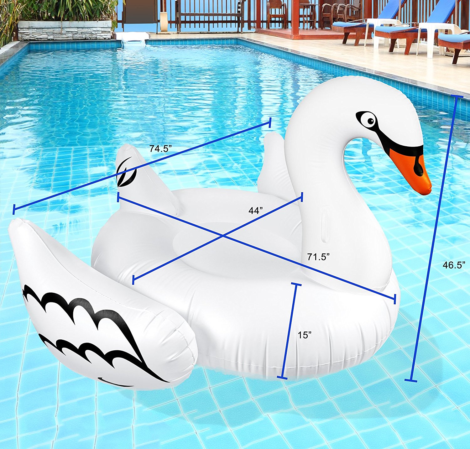 Amazon.com: Greenco Giant Inflatable Swan Pool Float Lounger, 75 ...
