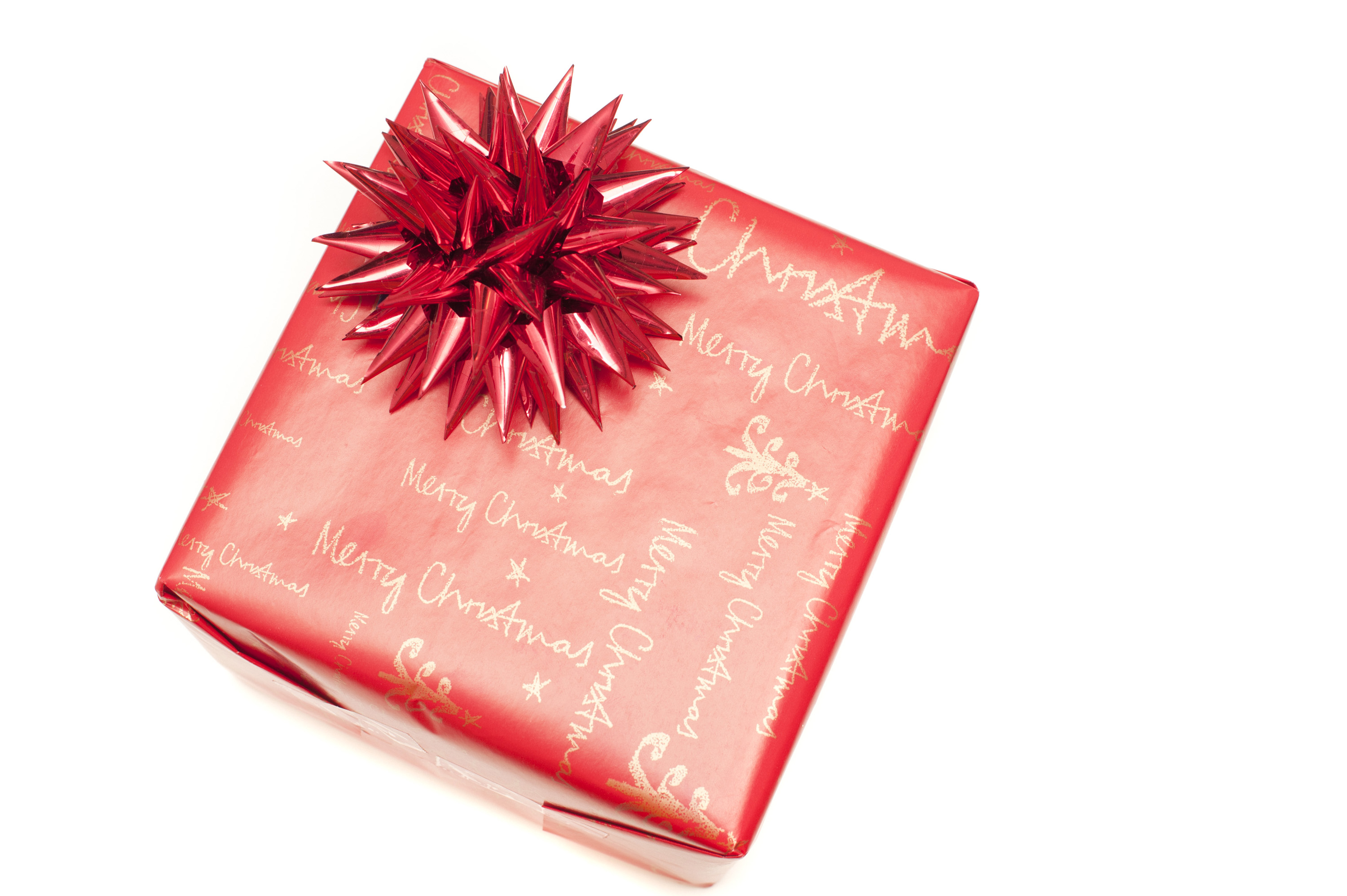 Photo of Festive red Merry Christmas gift with bow | Free christmas ...