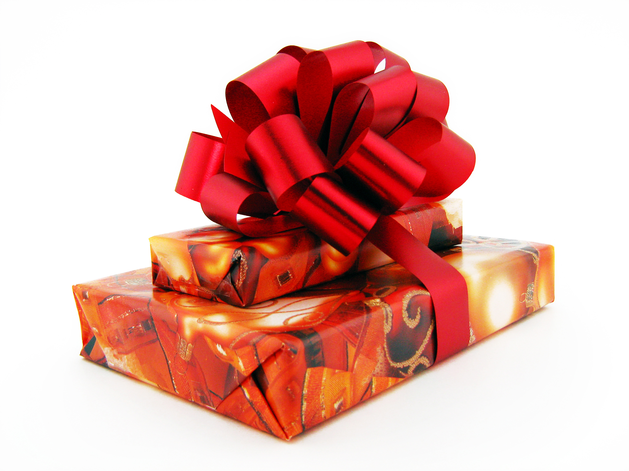 Gift with red bow photo