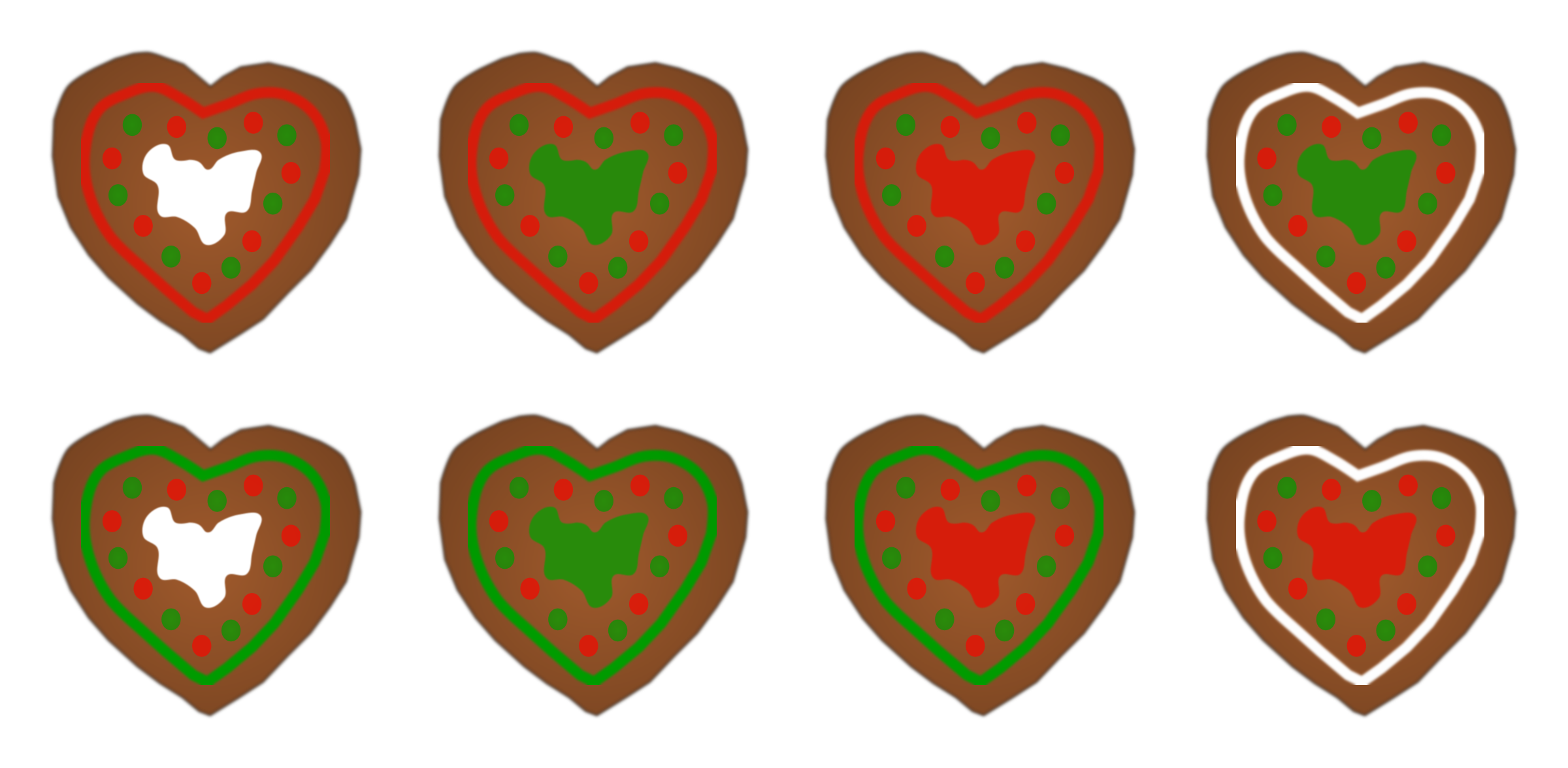 Clipart - Assorted Gingerbread Heart Cookies