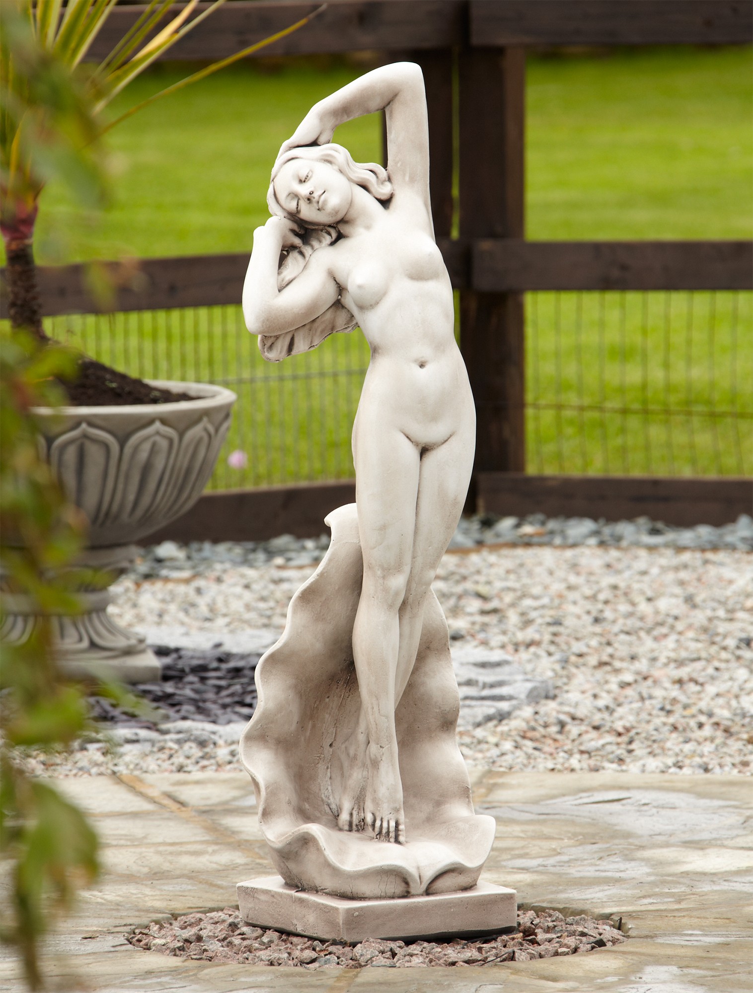 Nude Shell Girl Stone Figurine Sculpture - Large Garden Statue | S&S ...