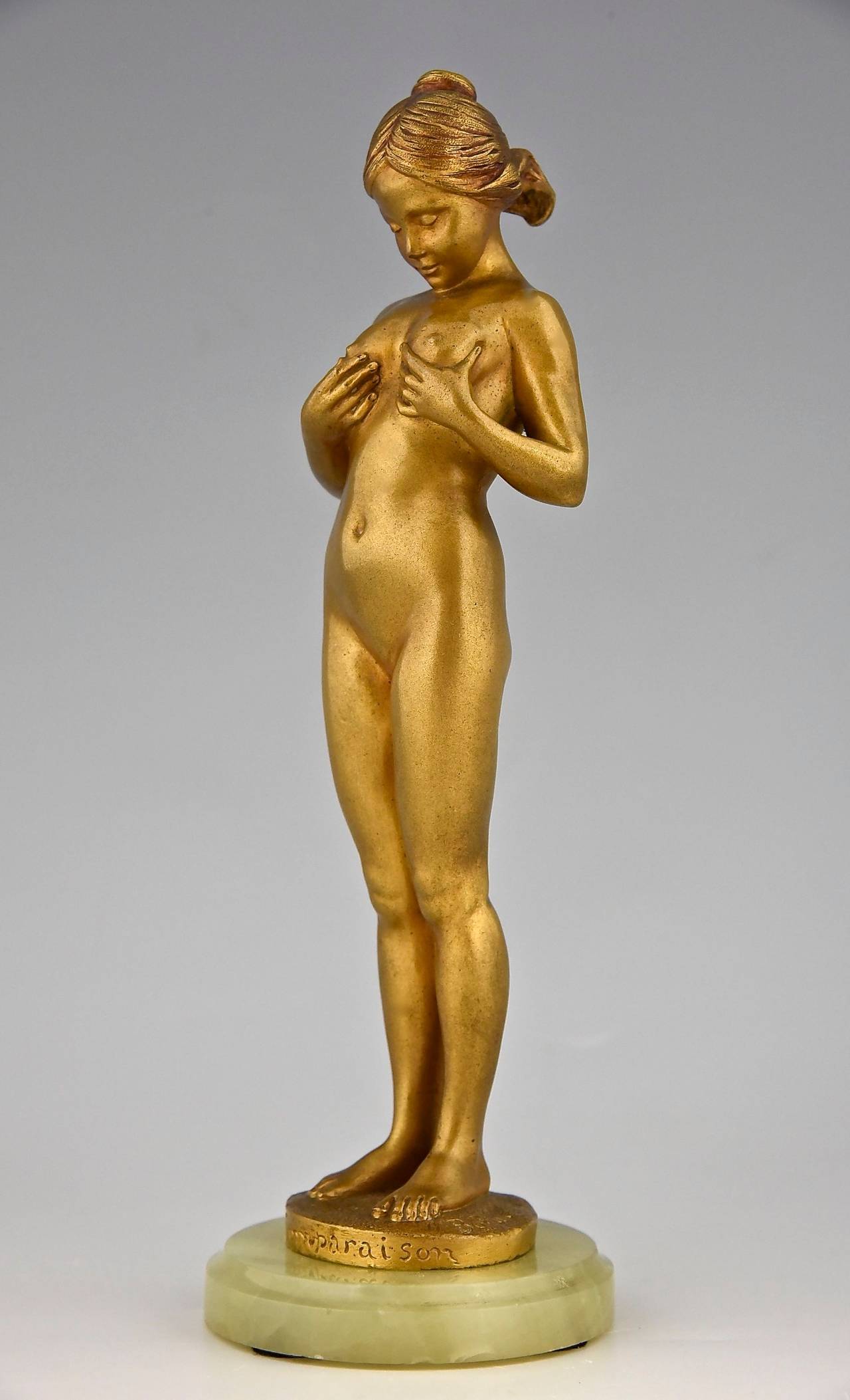 Art Nouveau Gilt Bronze Sculpture of a Young Girl Nude by Bofill ...