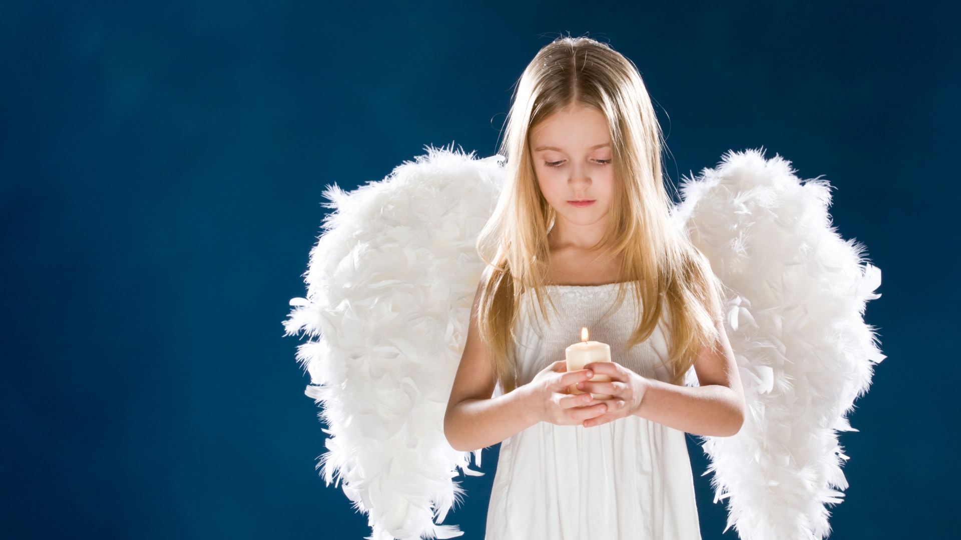 Download Wallpaper 1920x1080 child, girl, angel, wings, candle Full ...