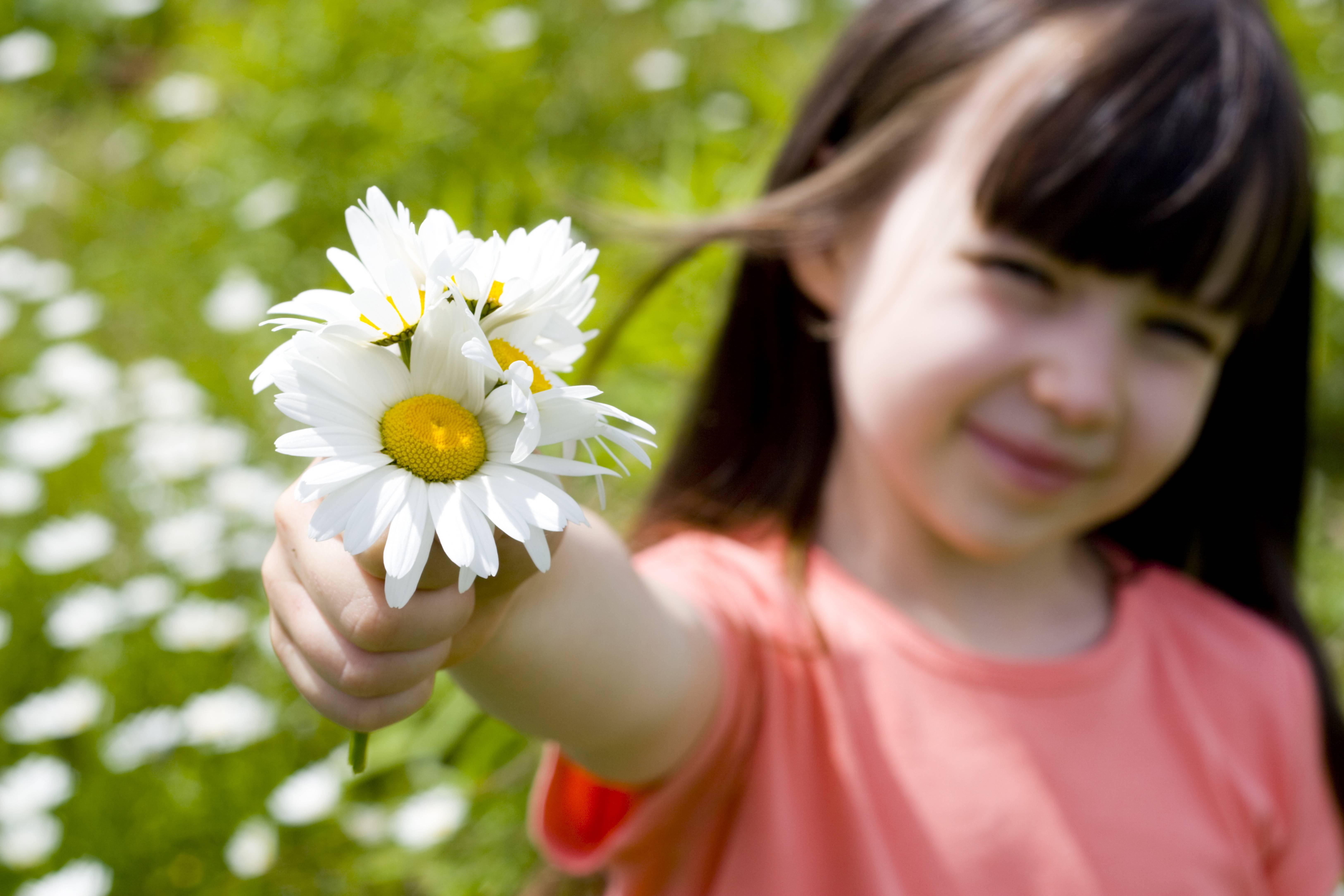 Добро картинки красивые. Девочка в ромашках. Ребенок с цветами в руках. Ромашка для детей. Ребенок с цветком в руках.