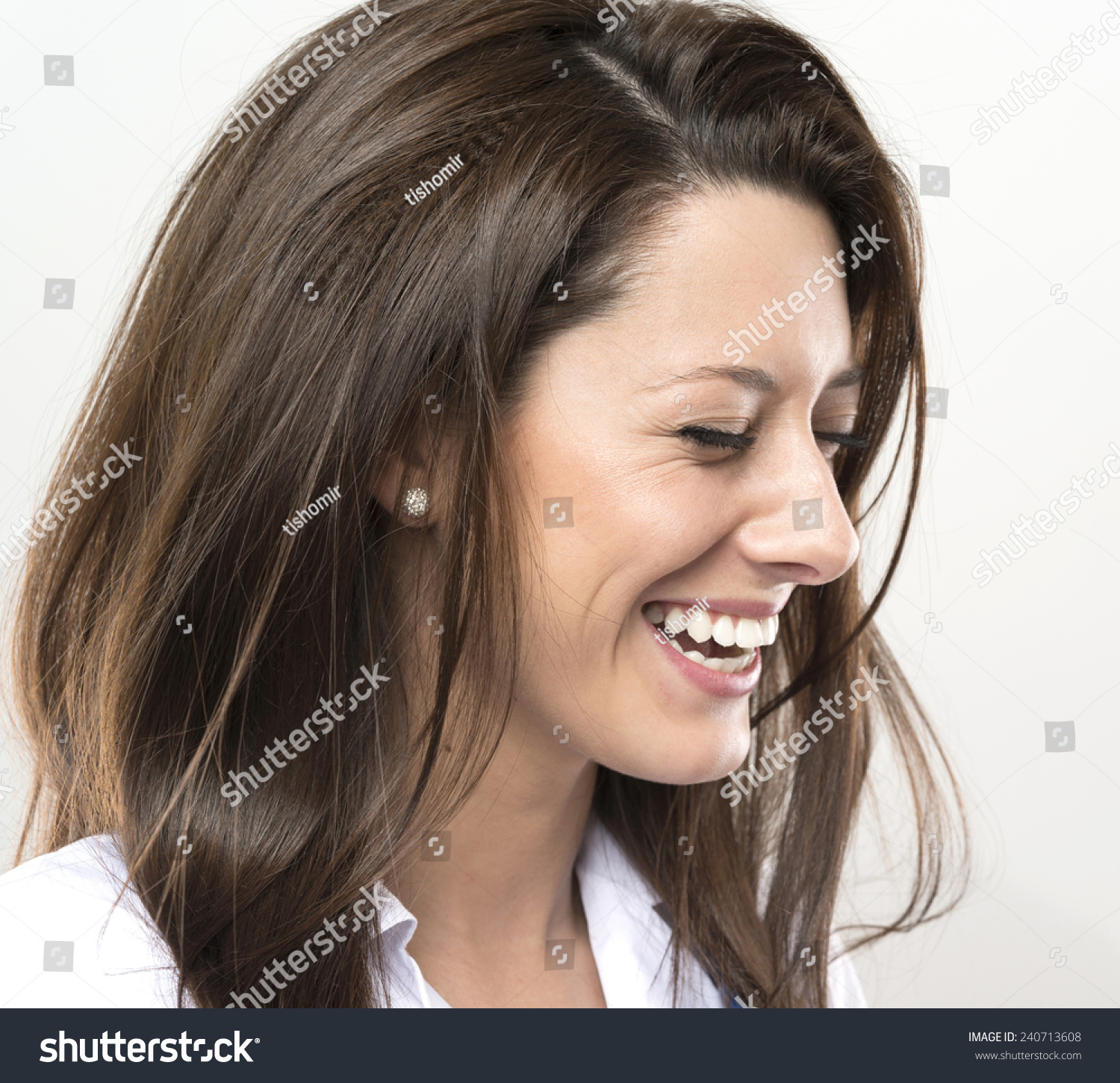 Very Close Smiling Girl Head Shot Stock Photo 240713608 - Shutterstock