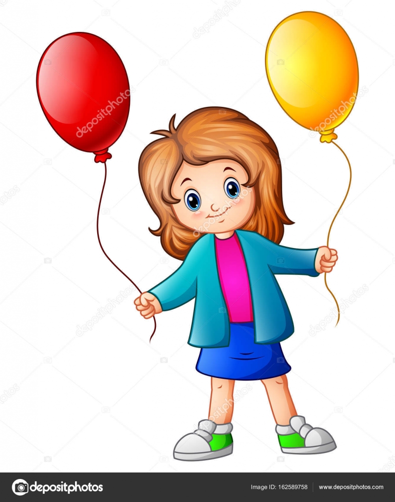 Little girl holding balloons — Stock Vector © dualoro #162589758