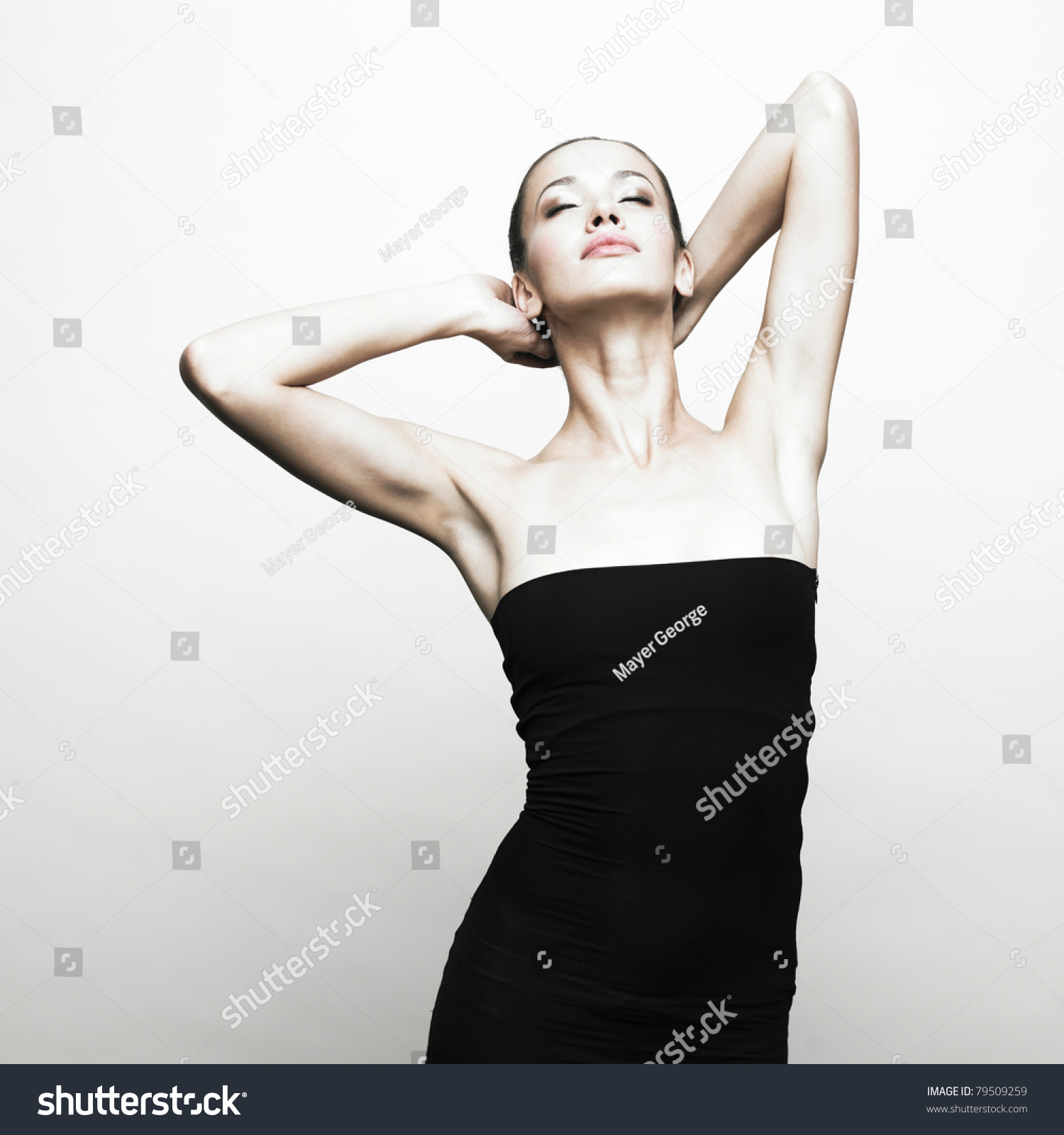 Portrait Young Girl Black Dress Stock Photo (Royalty Free) 79509259 ...