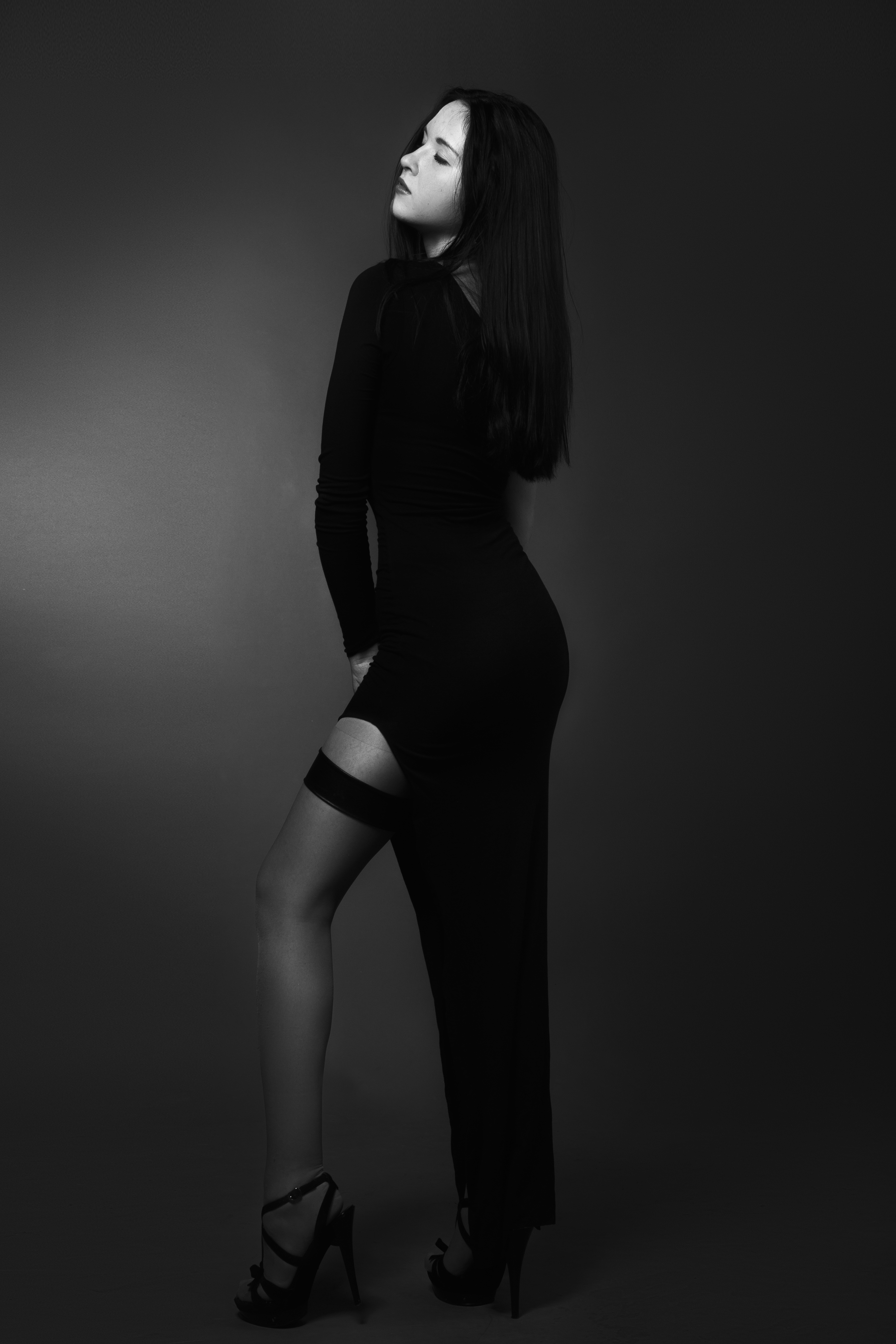 Girl in black dress photo