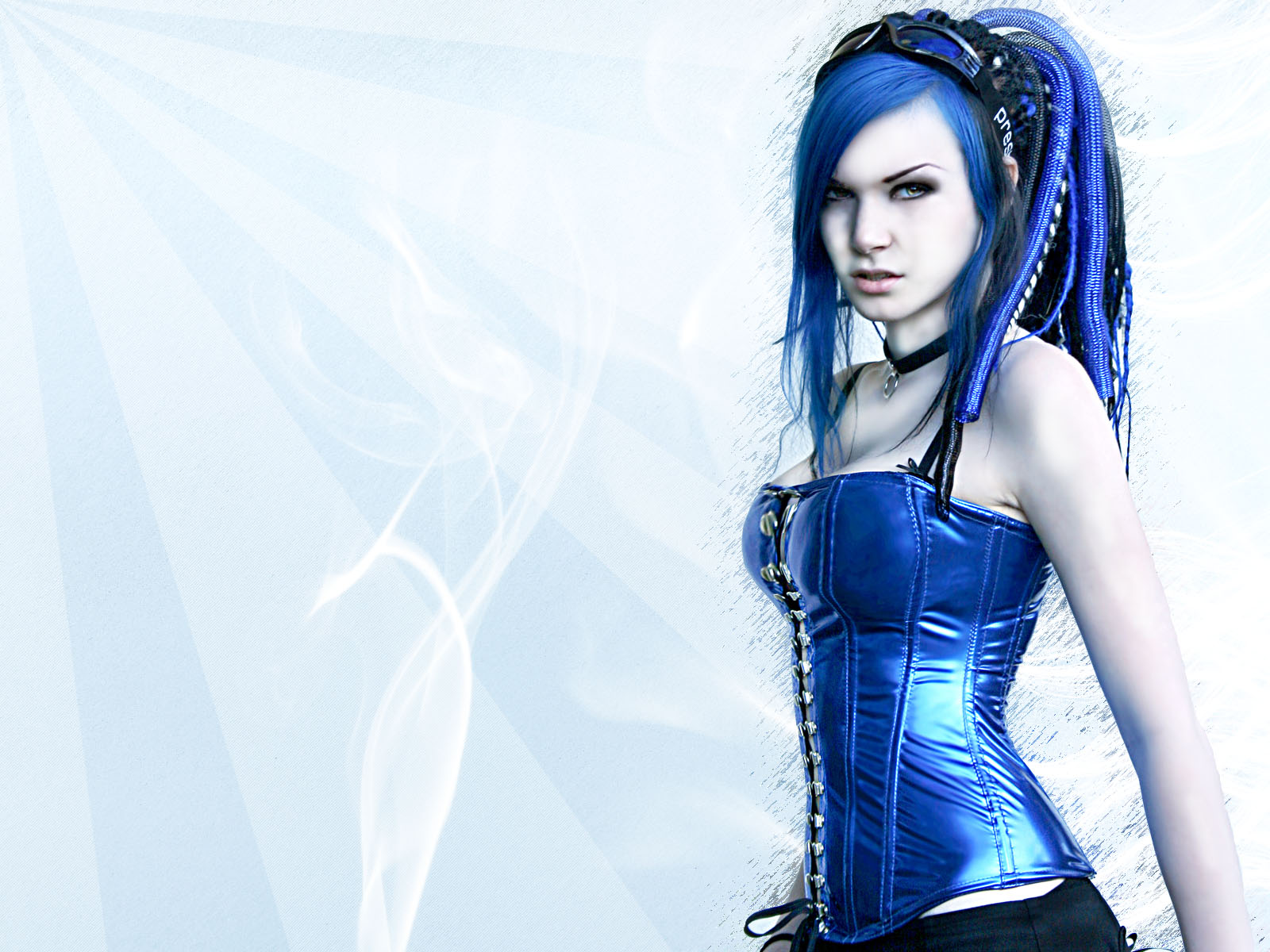 Киберпанк девушка с синими волосами