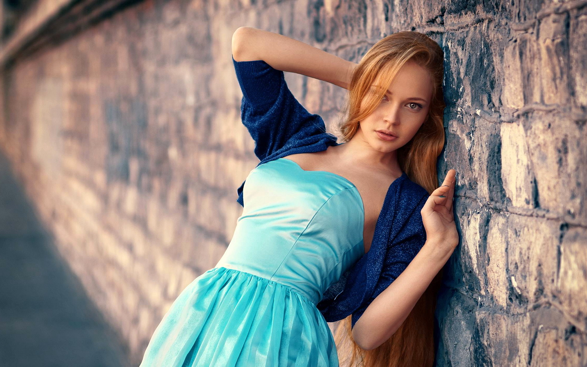Cute girl blue dress #6919526