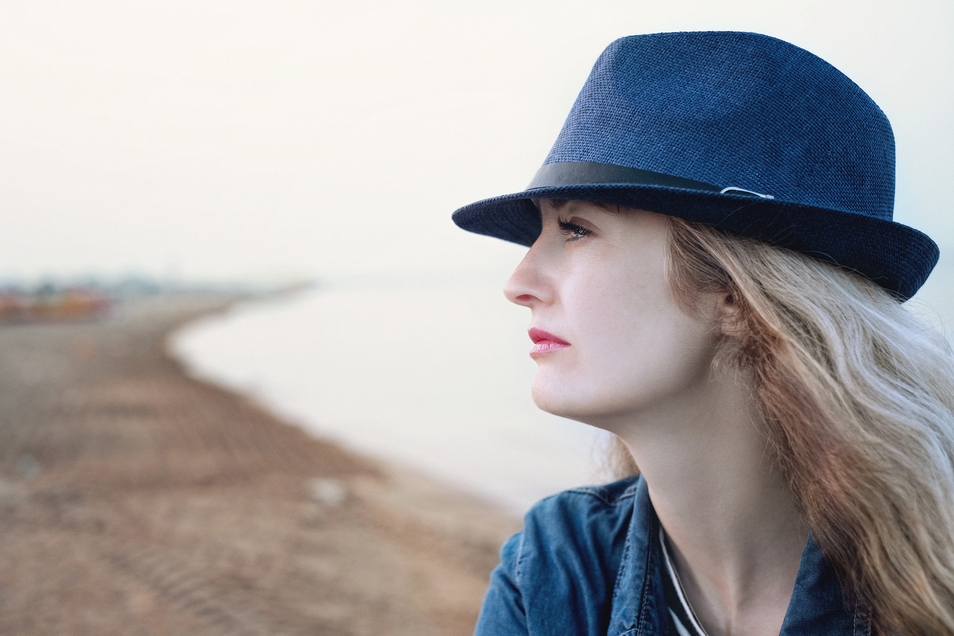 Girl in blue hat photo