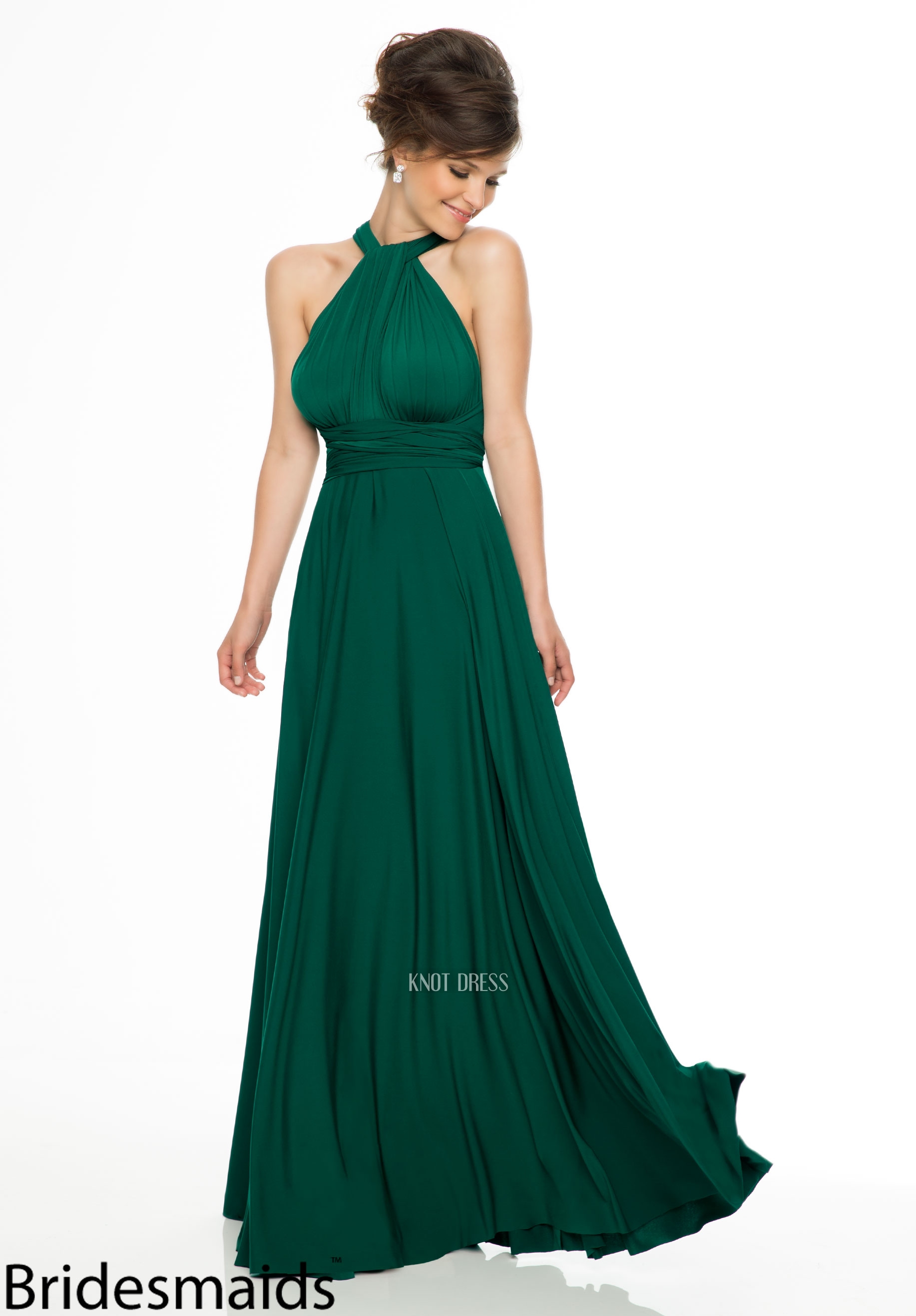Dark Green Halter Neckline Chiffon Floor Length Bridesmaid Dress ...