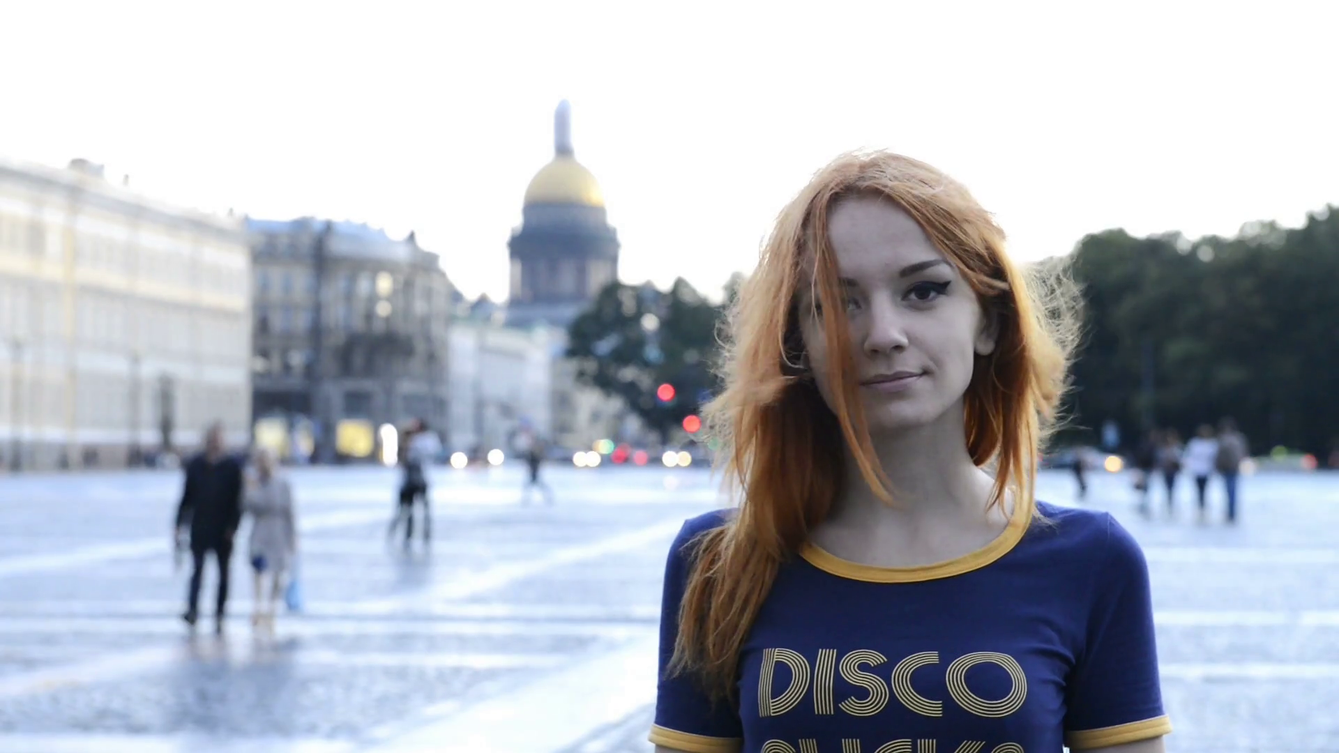 Girl Looks At The Camera In St Petersburg Portrait Stock Video ...