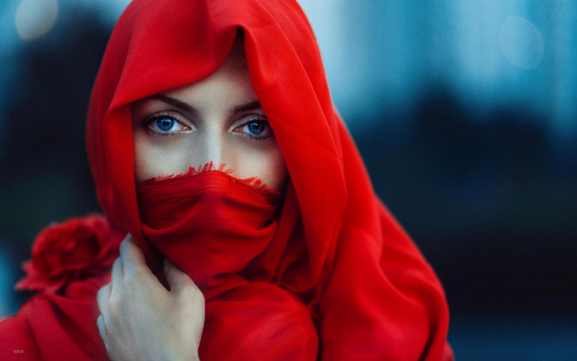 The girl in a red cape covering her face wallpapers and images ...