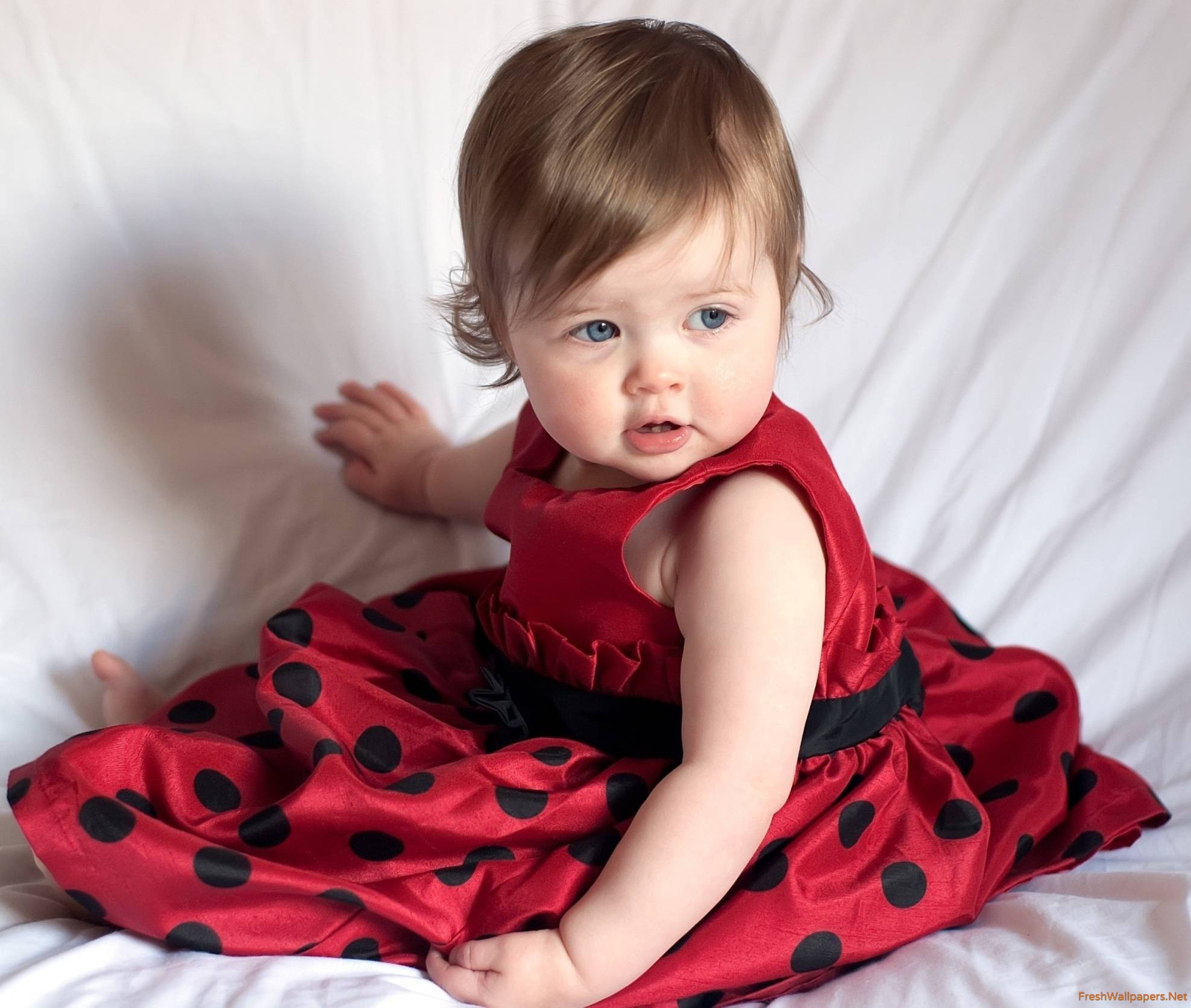 cute little baby girl in red dress wallpapers | Freshwallpapers