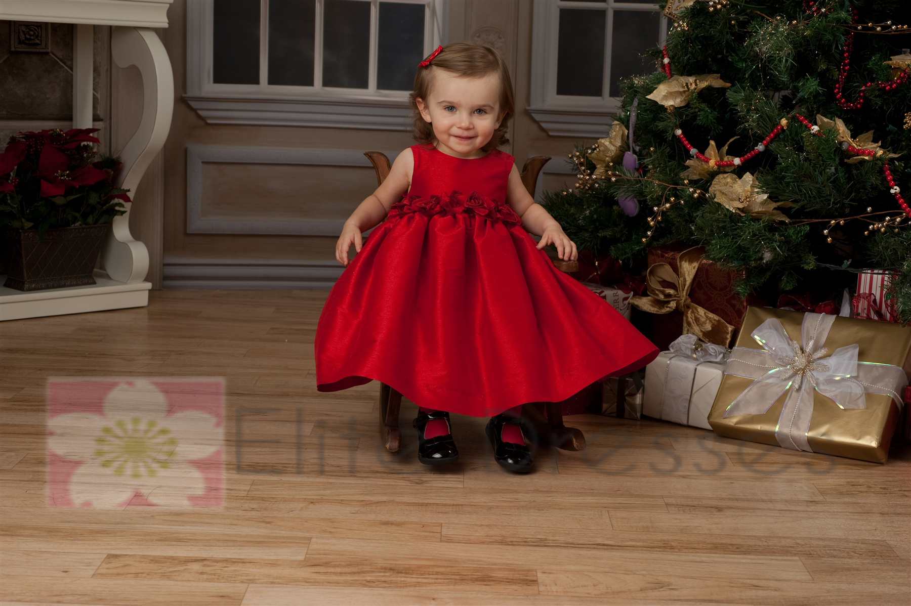 Baby Girl's Red Poly Dupioni Flower girl Dress by Elitedresses.com